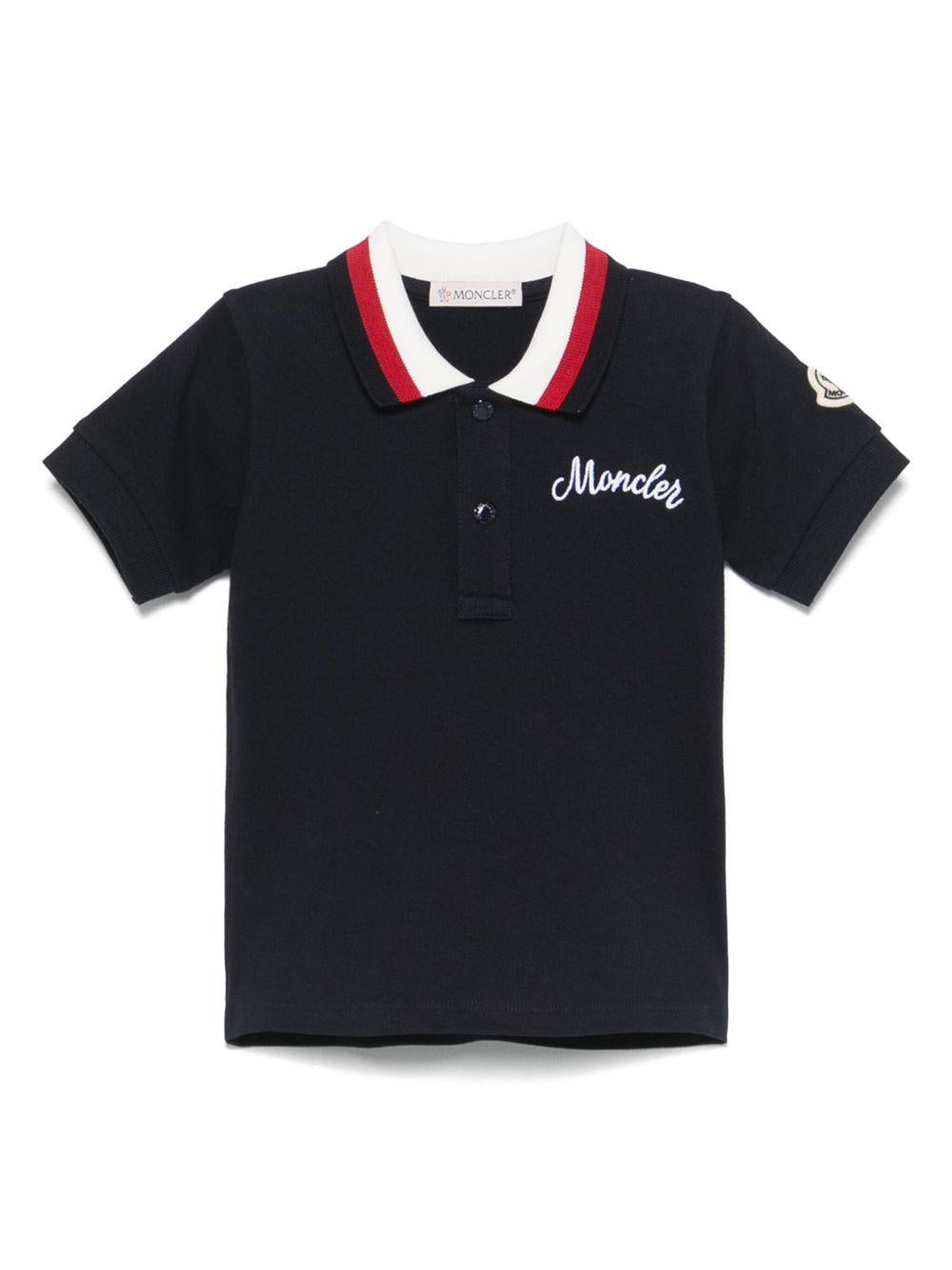 Polo blu neonato logo ricamo 9518A0000189AL2 778 MONCLER KIDS