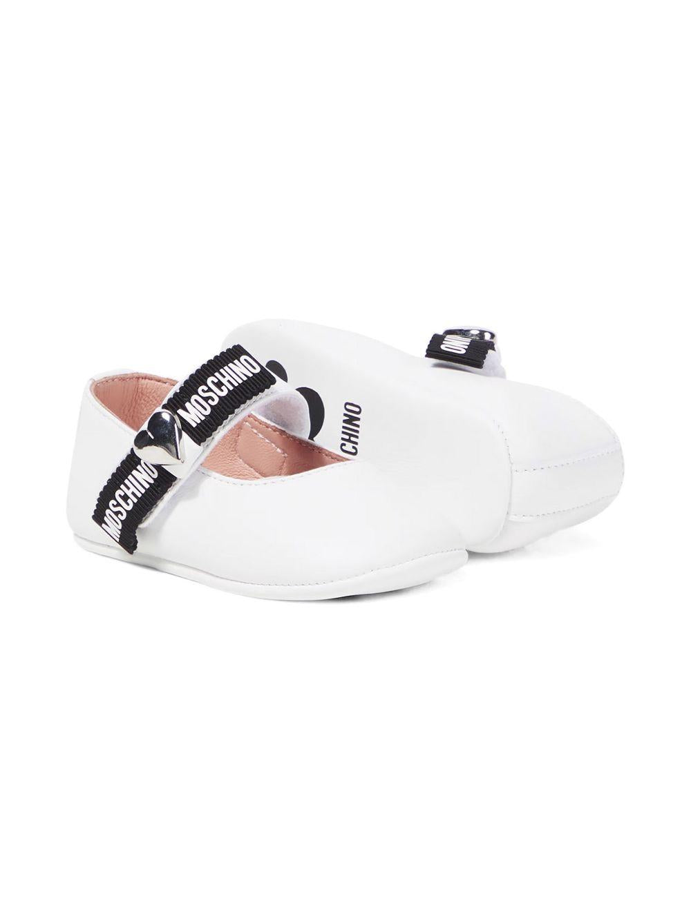 Ballerina bianca strappo logato neonata 80388 01 MOSCHINO KIDS