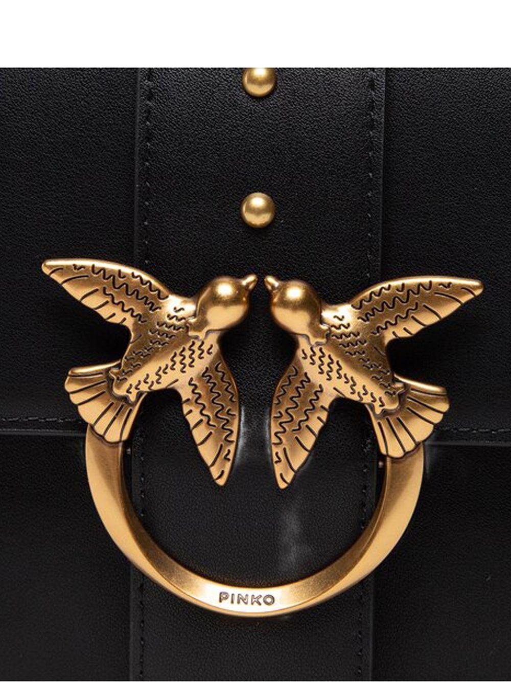 Borsa a tracolla nera con catena e cinturino con borchie 105857A0F1 Z99Q PINKO