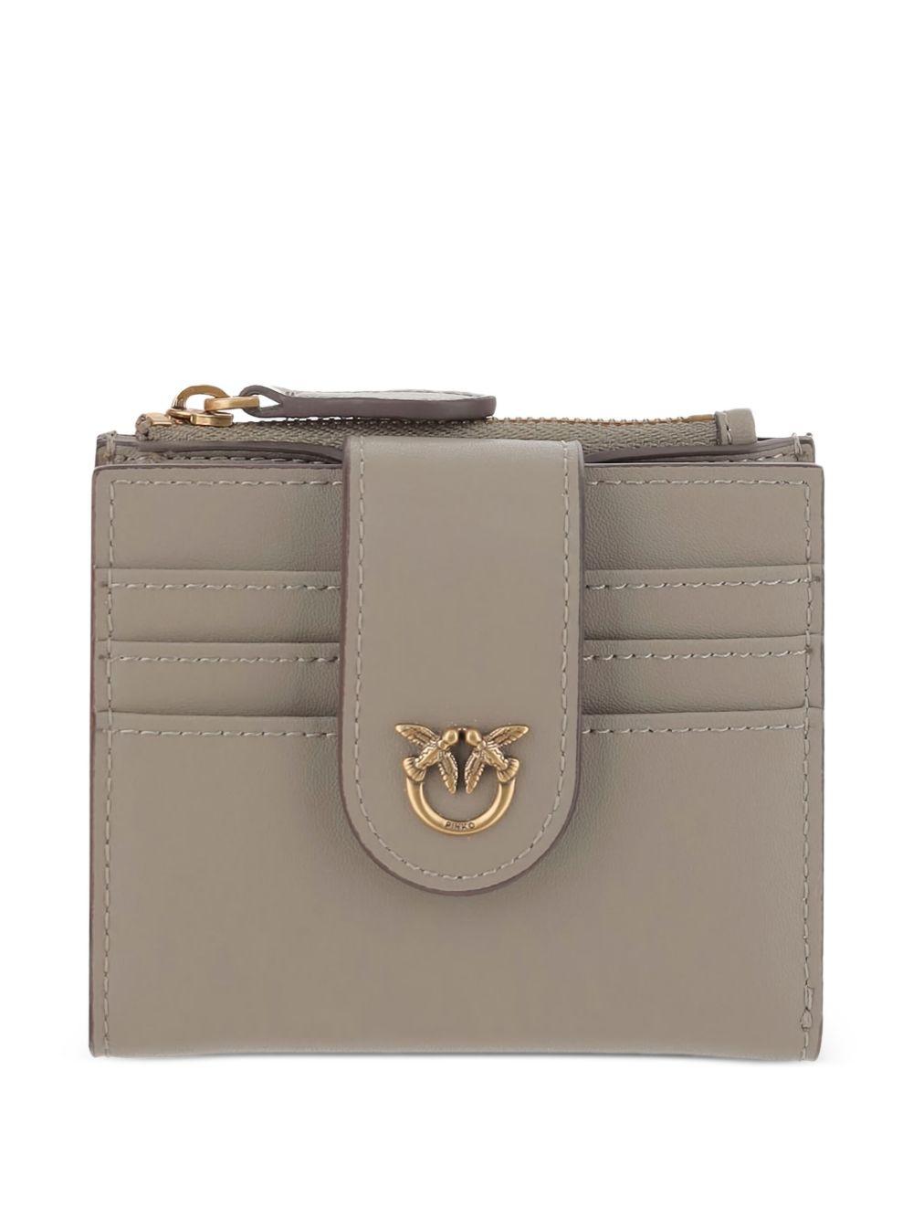 Portafoglio noce/oro a motivo chevron con zip 103610A0F1 I68Q PINKO