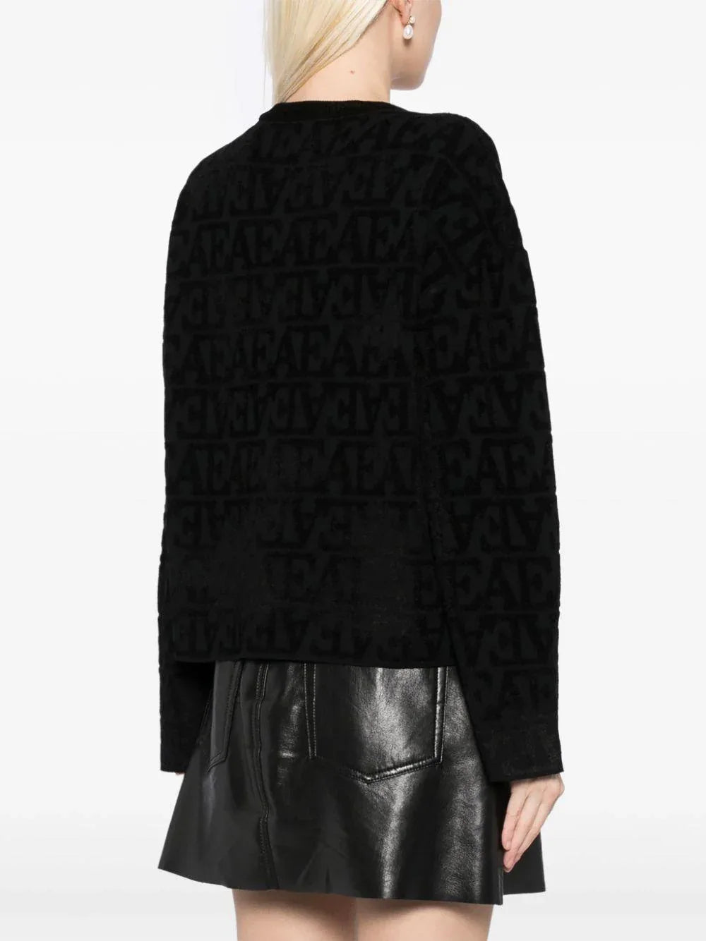 Maglione nero logo monogram all-over - Preludio Moda