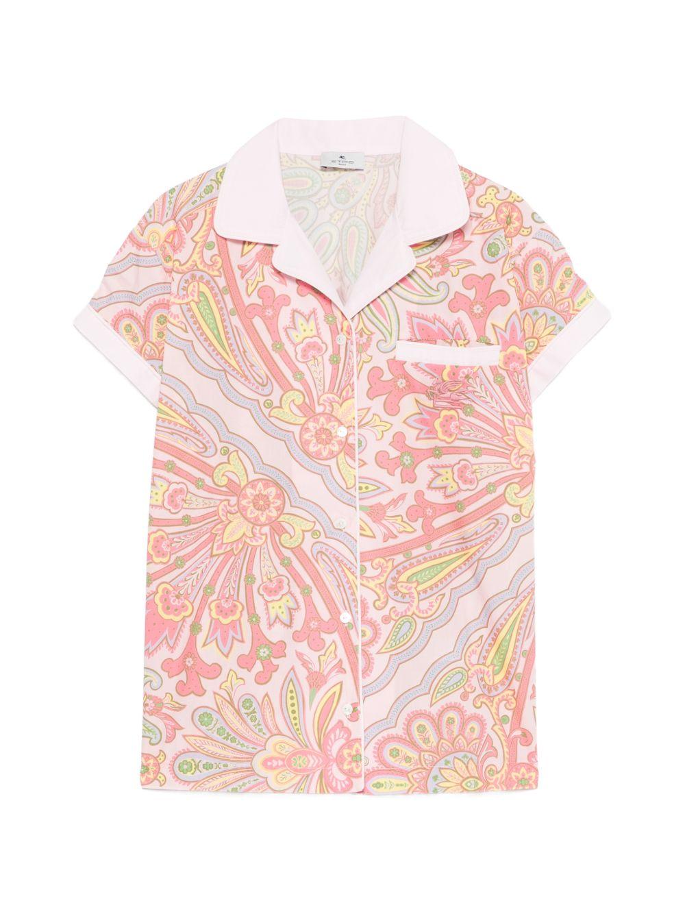 Camicia a maniche corte in cotone con stampa paisley GY5A41P0587 503VI ETRO KIDS