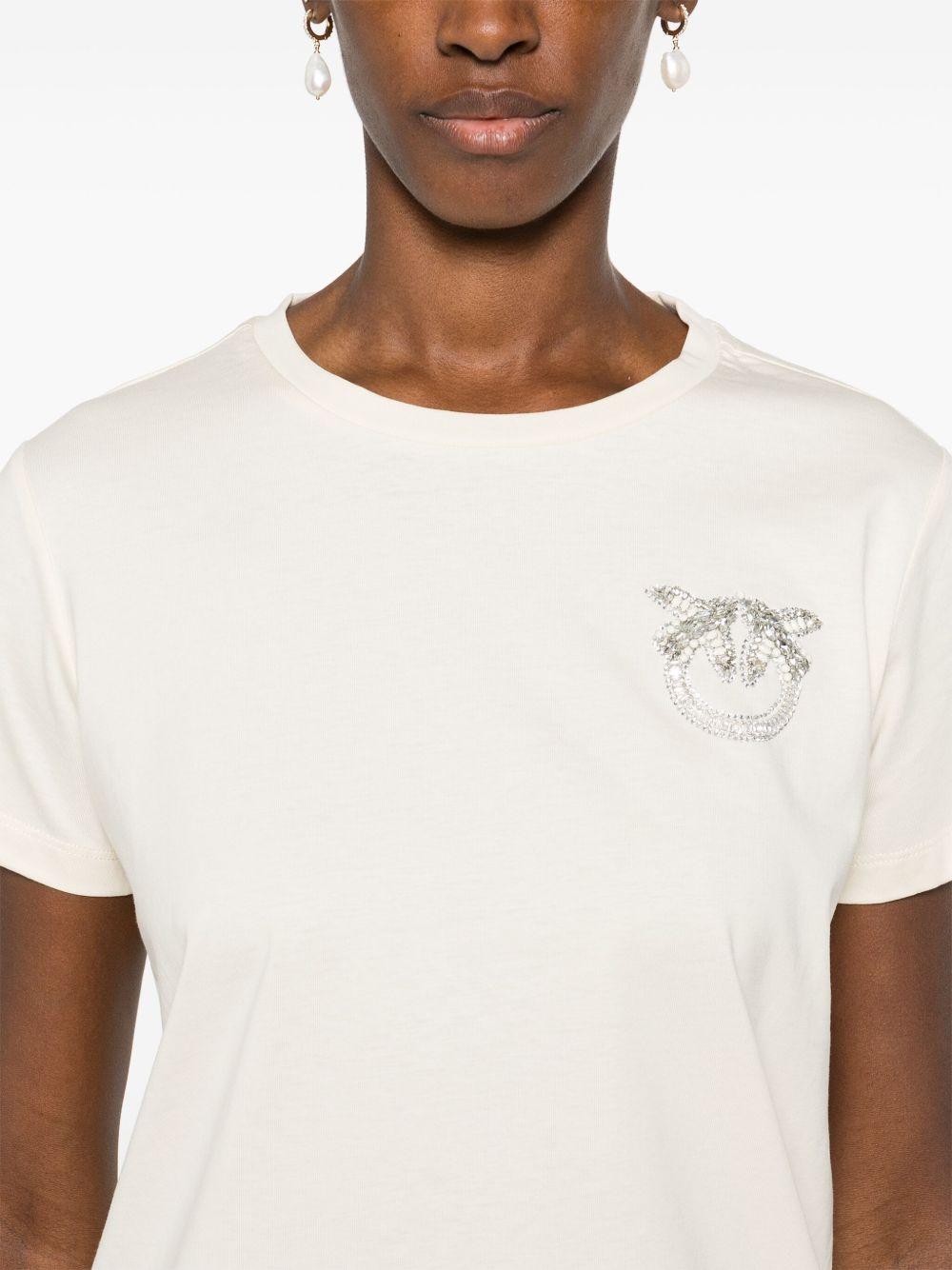 T-shirt Nambrone bianco latte mini logo strass