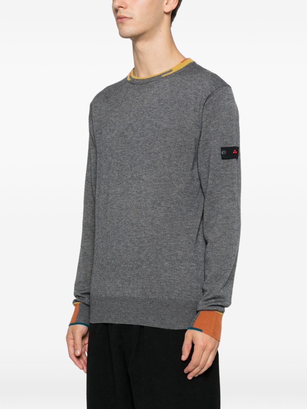 Maglione grigio Marlon 04 a collo giro con polsini a coste PEU569399011947 777MG PEUTEREY