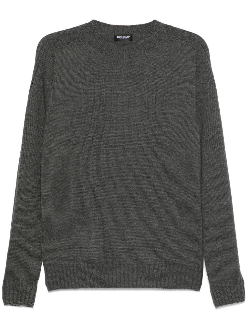 Maglione grigio con profili sottili a contrasto lana - Preludio Moda