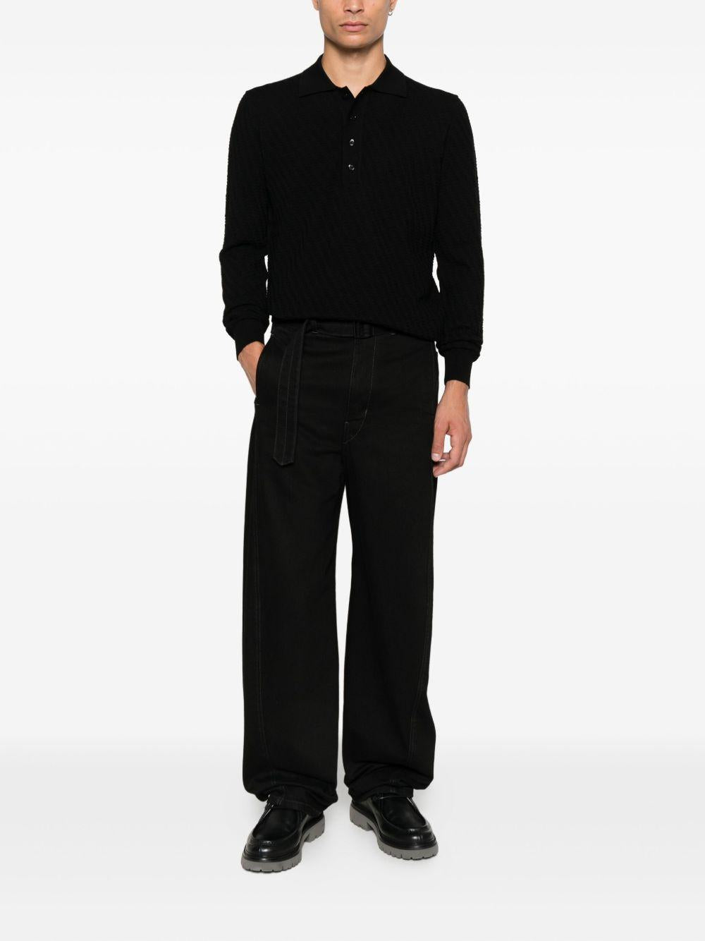 Polo nera jacquard Paolo Pecora A032F009 9000 PAOLO PECORA