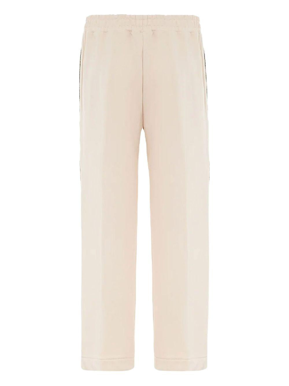 Pantalone panna con bande laterali ricamate PFKD03202 V4 AKEP