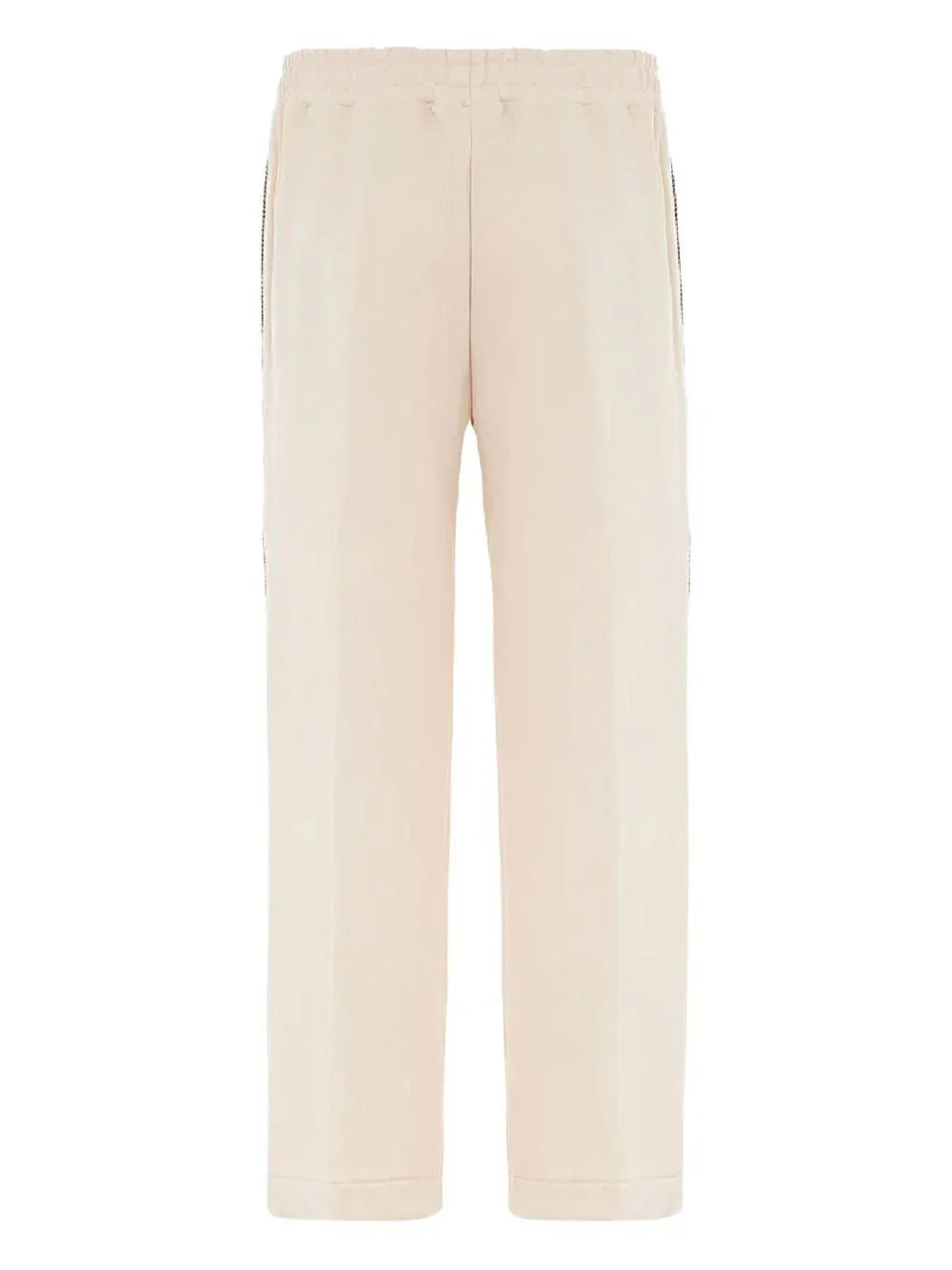 Pantalone panna con bande laterali ricamate - Preludio Moda