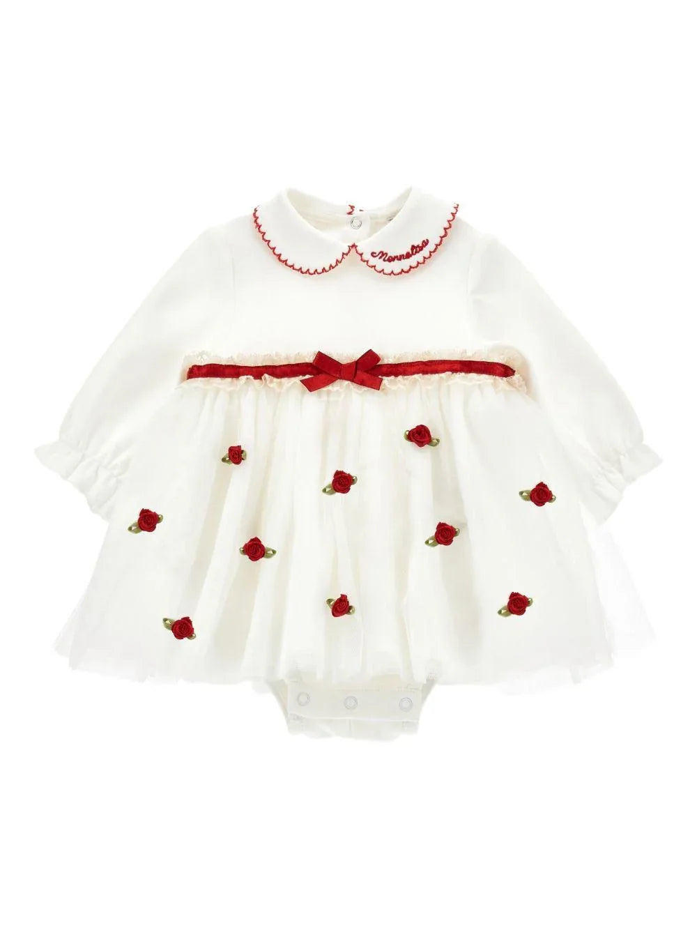 Shorties bianchi di cotone con logo ricamato e applique floreali - Preludio Moda