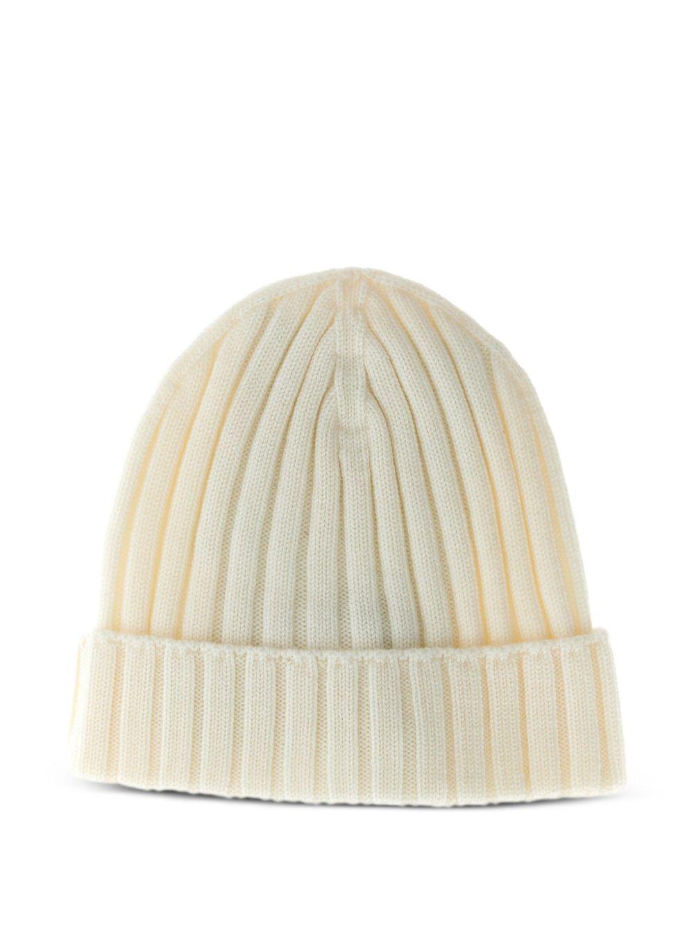 Berretto Bianco a Coste con Logo K29513B00006M1131 040 MONCLER KIDS