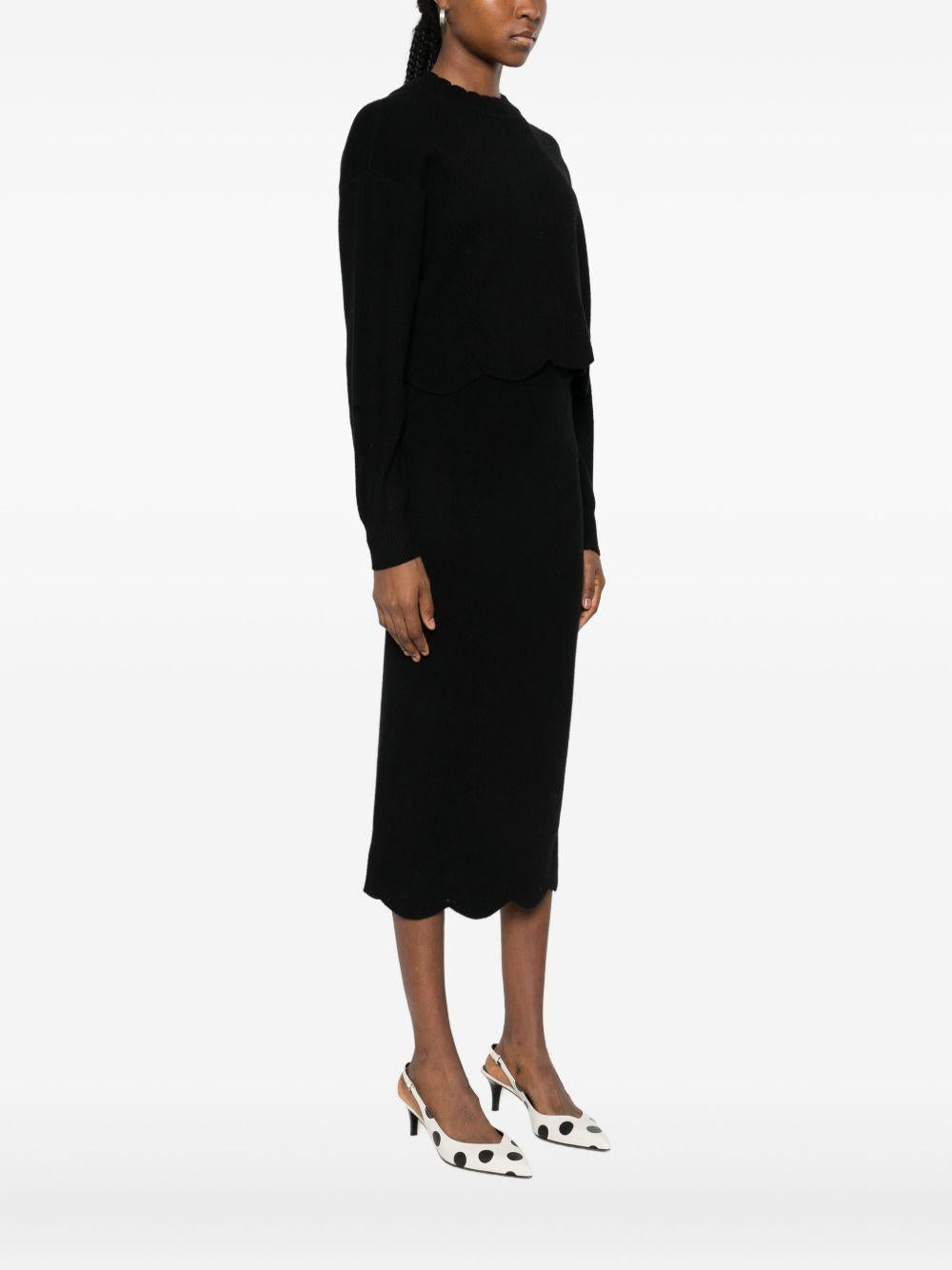 Maglione nero con orlo smerlato 252TT3210 00006 TWINSET