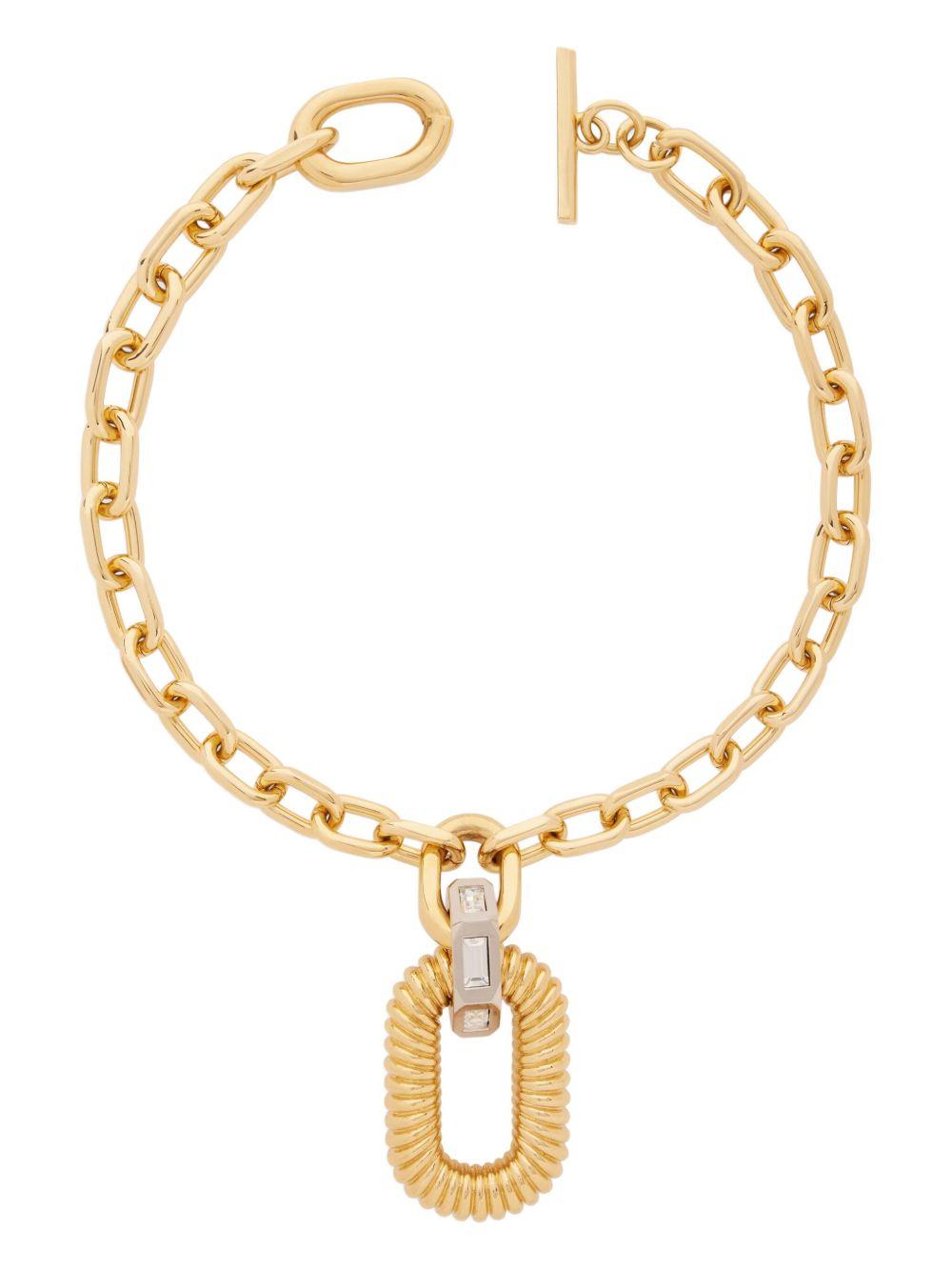 Collana XL Link dorata con logo inciso e strass 25ABB0379MET784 M711 RABANNE