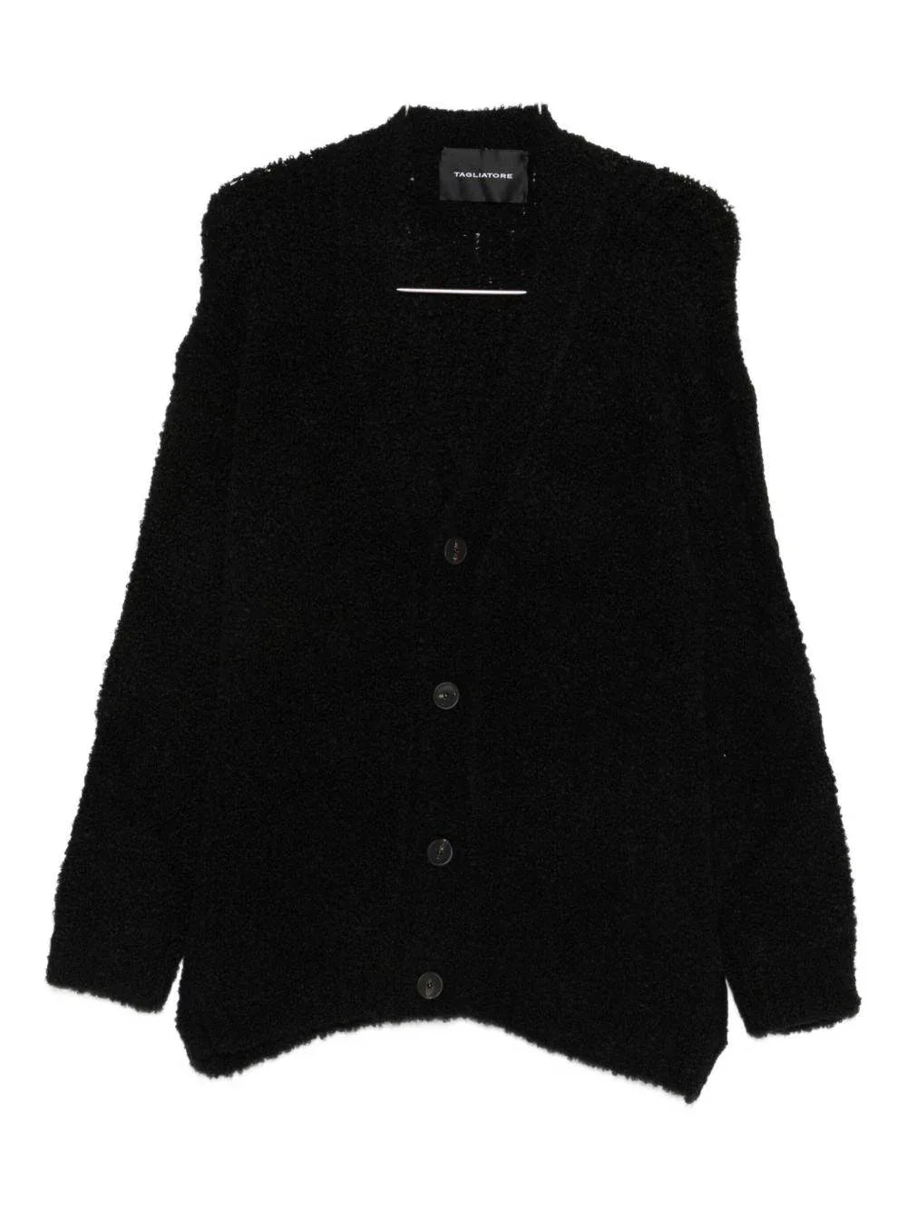 Cardigan nero con scollo a V - Preludio Moda