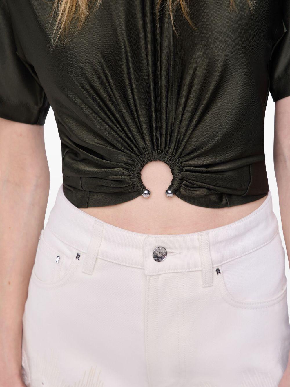 T-shirt crop kaki con dettaglio anello 25AJTO539VI0267 P319 RABANNE