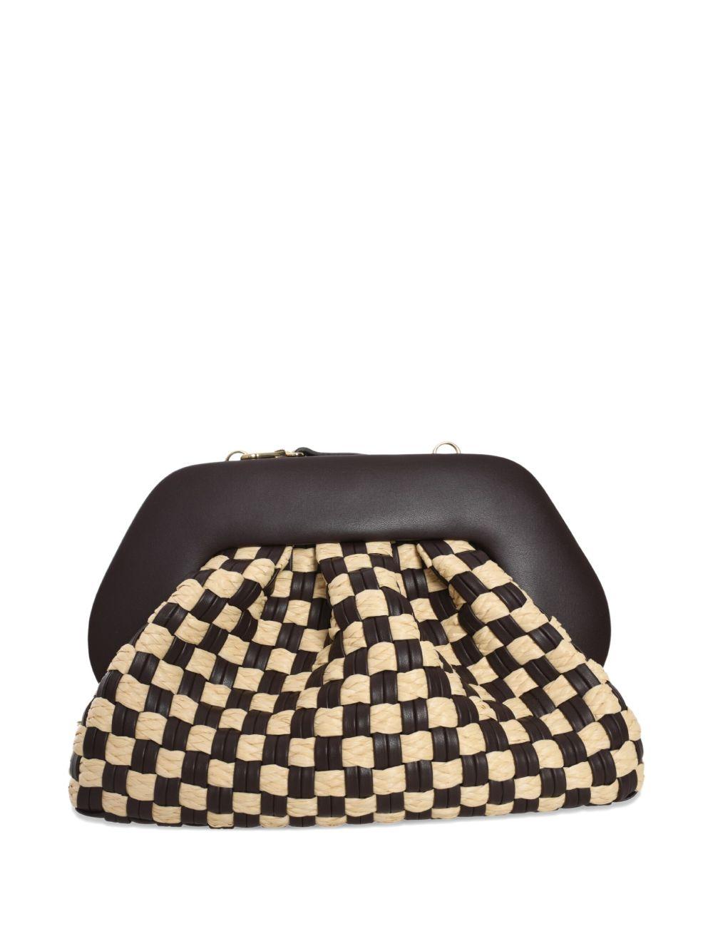 Borsa tia micro weaved staw testa di moro e rafia TMSS25TMWP109 EBONY THEMOIRE'