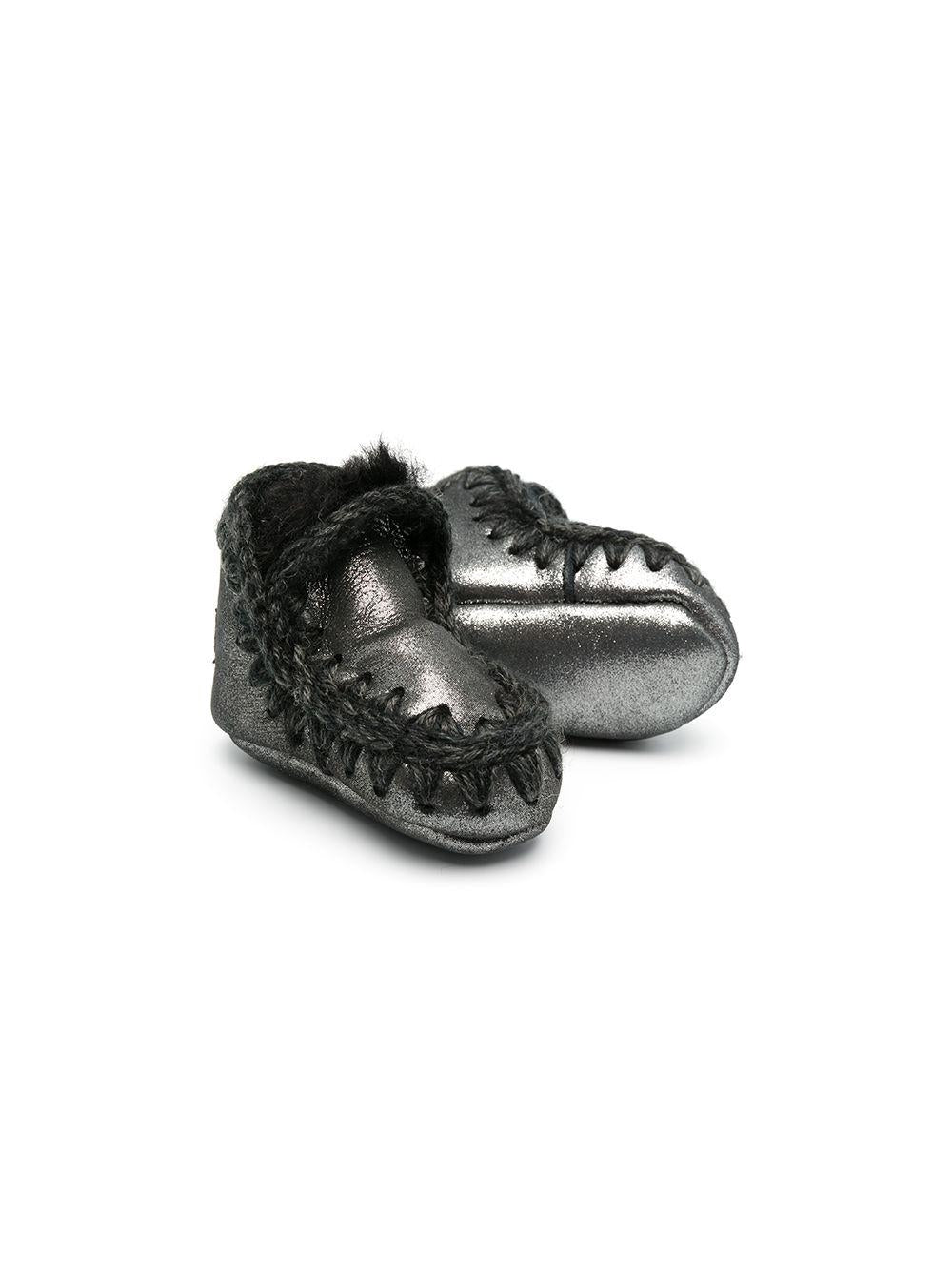 Stivaletti Mou Kids con fodera in shearling e cucito con lucentezza metallica MUFI101000C MGBLK MOU KIDS