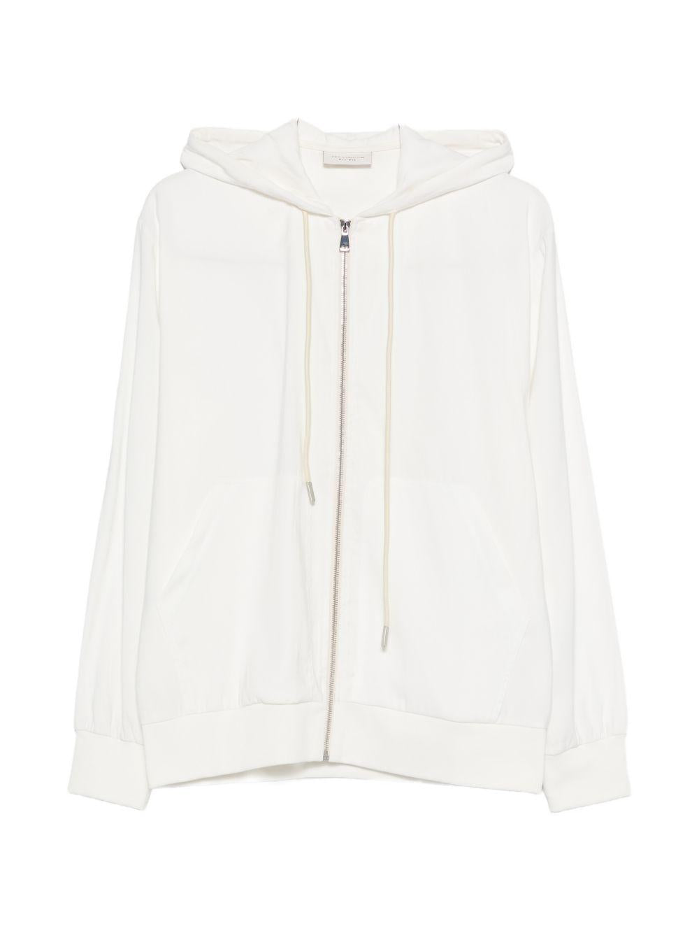 Felpa con cappuccio e zip in rayon XMF3986 BIANCO YES LONDON