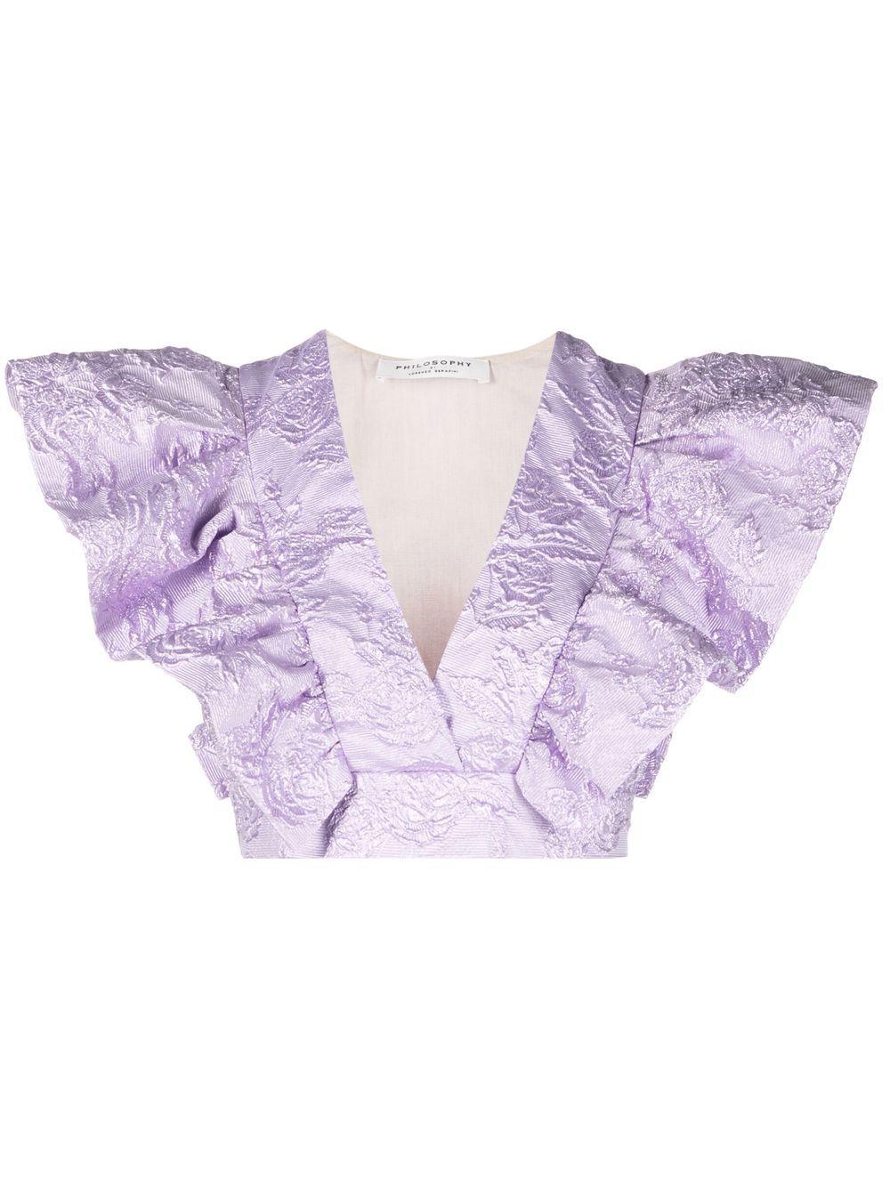 Crop top lilla con ricami e volant A0805 0723 LILLA PHILOSOPHY DONNA