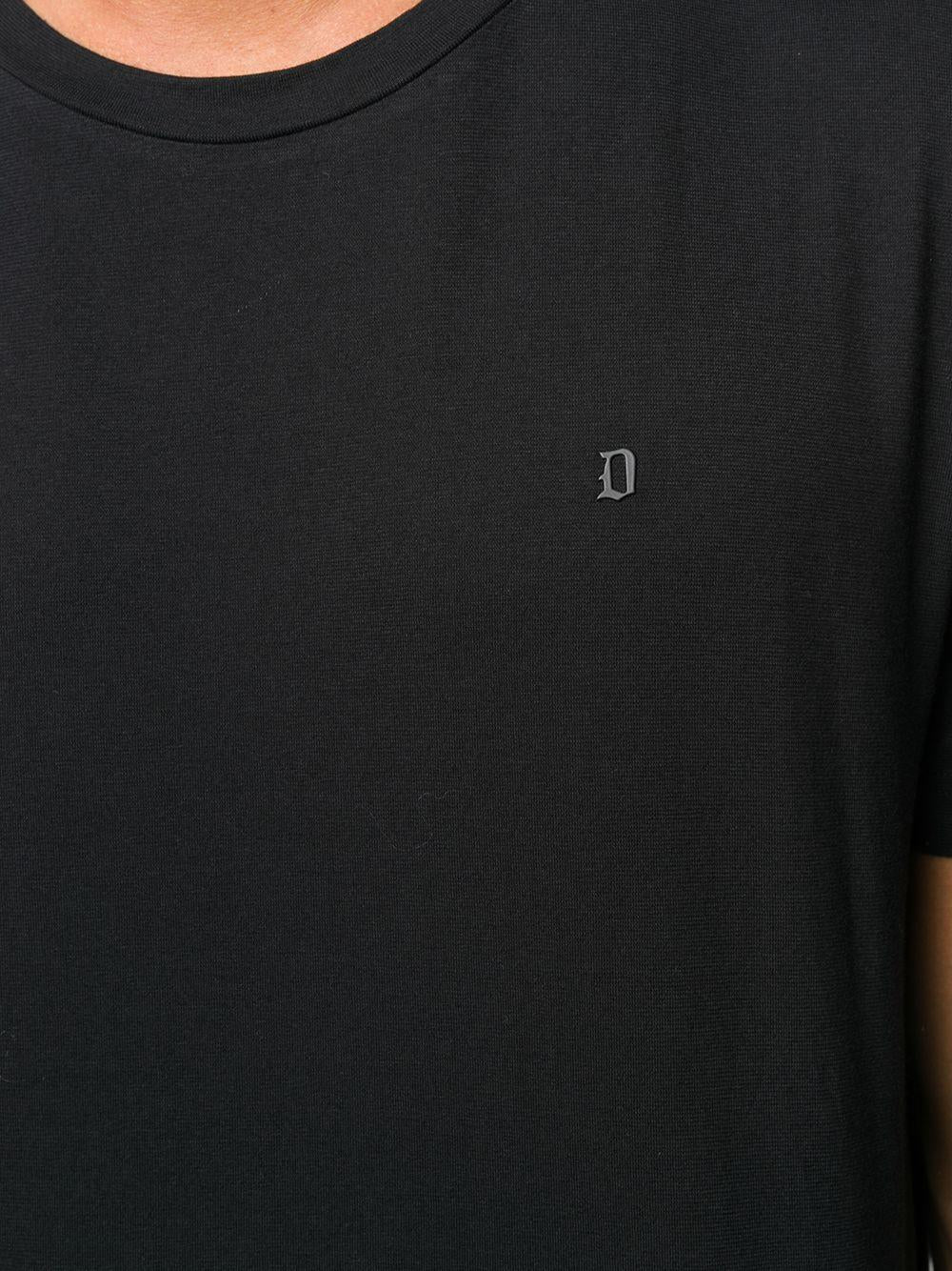 T-shirt nera logo gommato petto US198JF0271UZL4 999 DONDUP