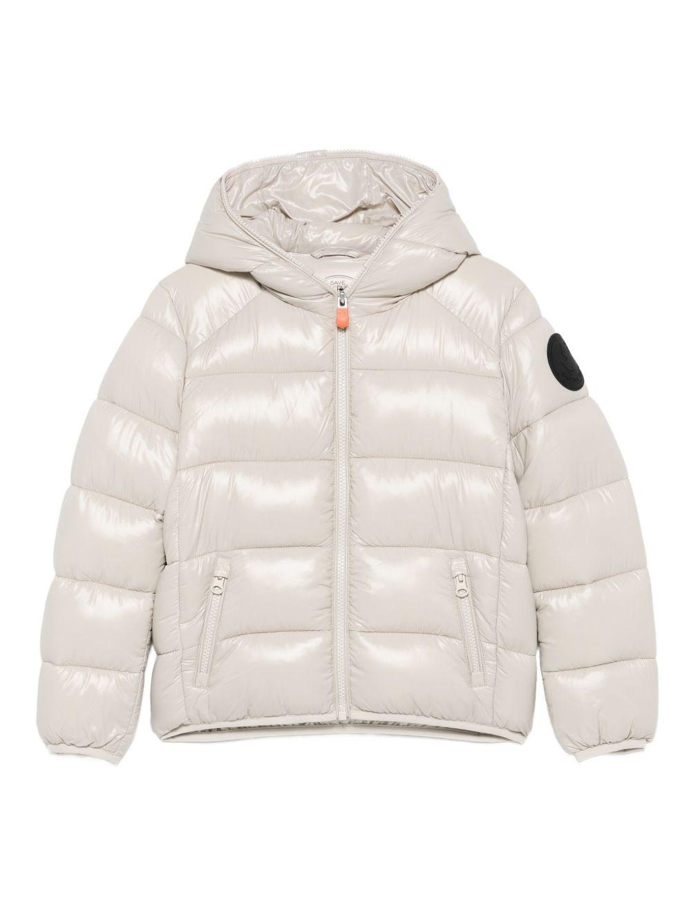 Giacca beige design trapuntato con zip cappuccio J31280BLOVE21 40019 SAVE THE DUCK KIDS