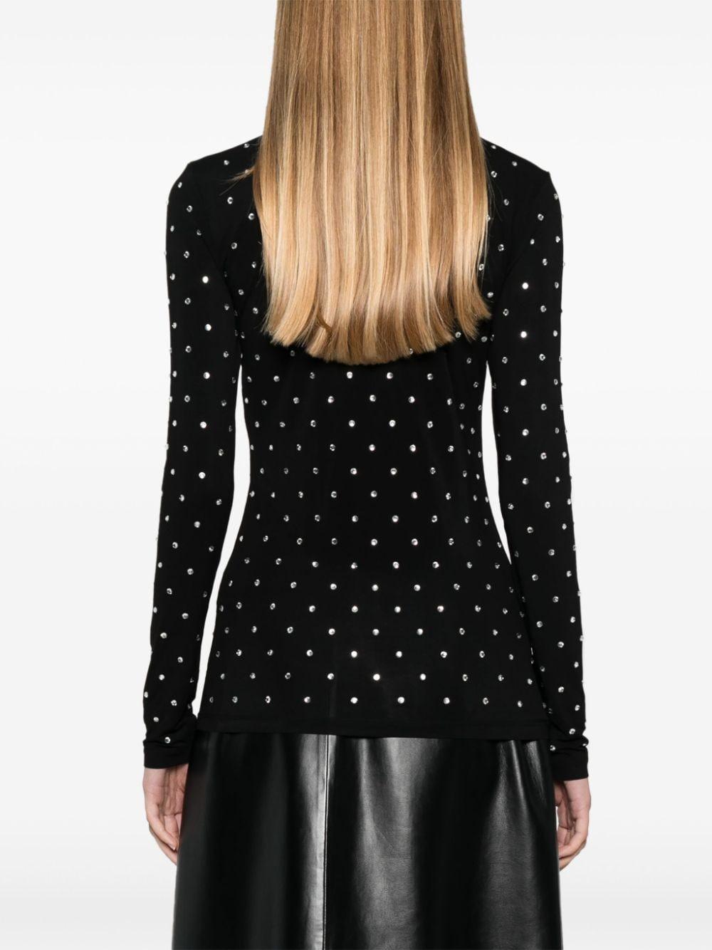 Maglia seconda pelle con strass nera