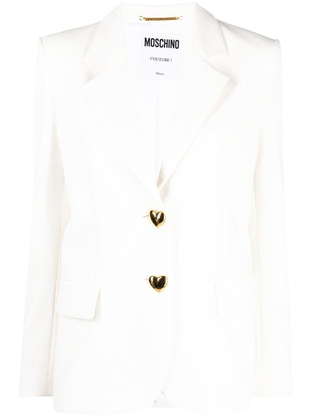 Giacca bianca monopetto chiusura cuori A0532 0424 BIANCA MOSCHINO COUT