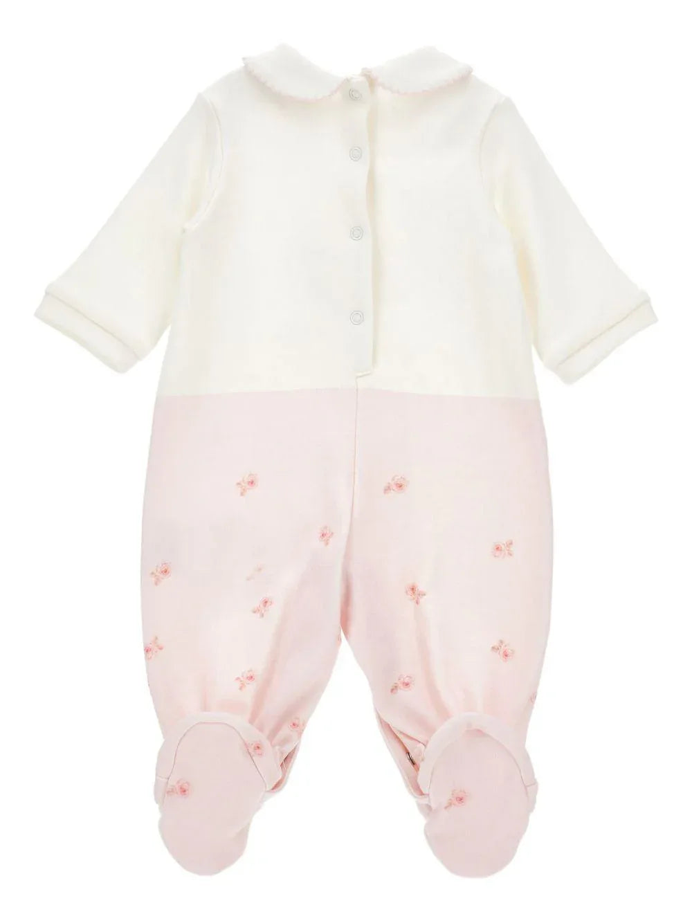 Pigiama panna e rosa in cotone biologico con stampa frontale - Preludio Moda