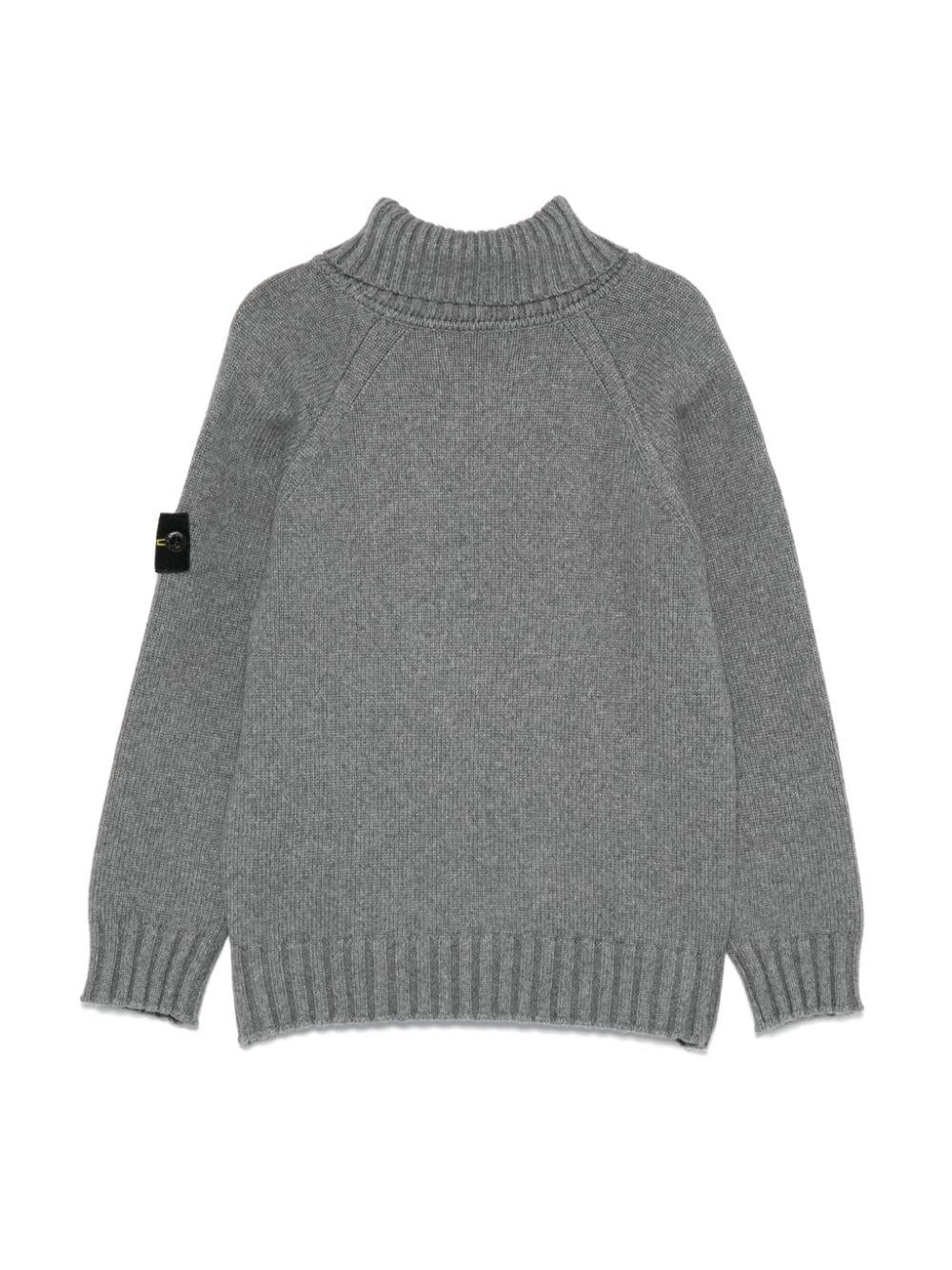 Maglione grigio collo alto e logo Compass