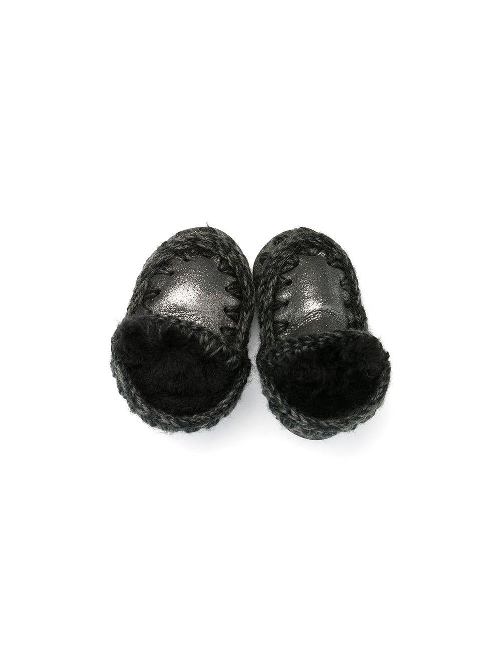 Stivaletti Mou Kids con fodera in shearling e cucito con lucentezza metallica MUFI101000C MGBLK MOU KIDS