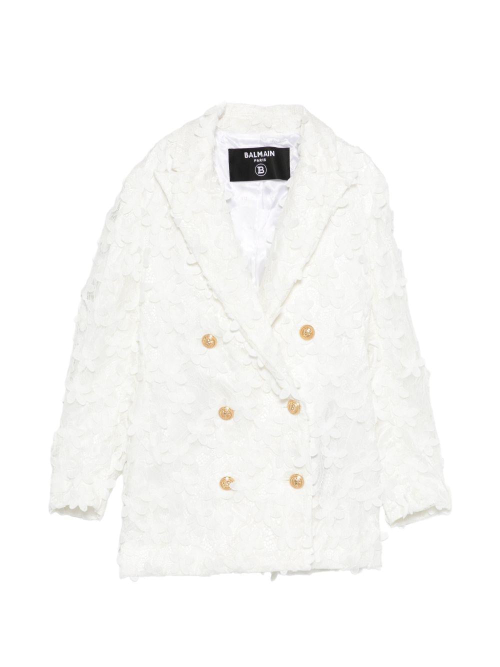 Blazer doppiopetto con bottoni dorati BY2A74U0263 100 BALMAIN KIDS