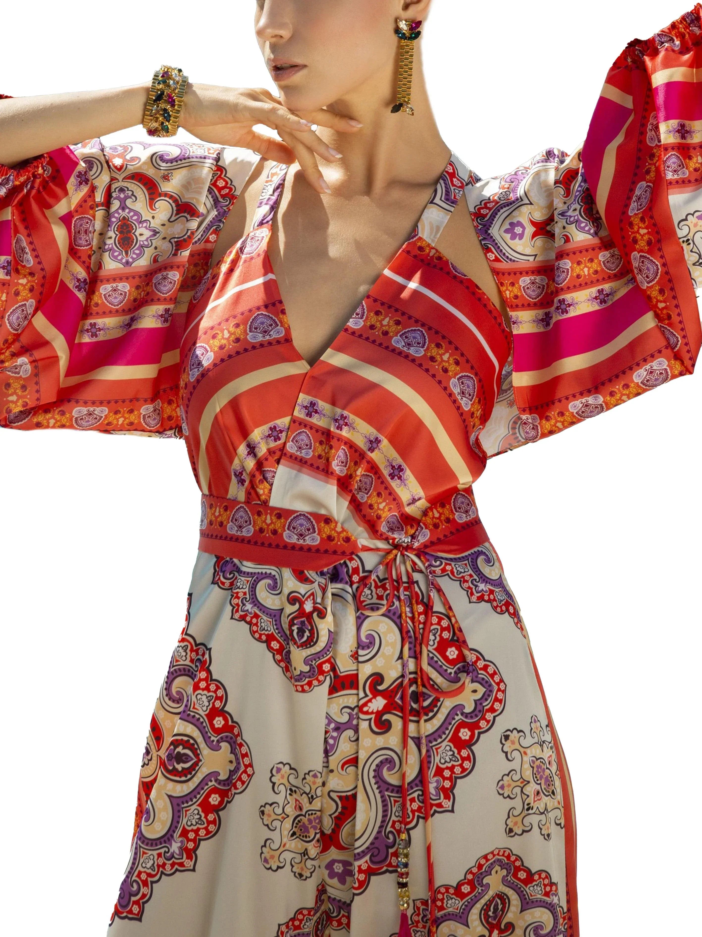 Coprispalle crop fantasia Camelia raso - Preludio Moda