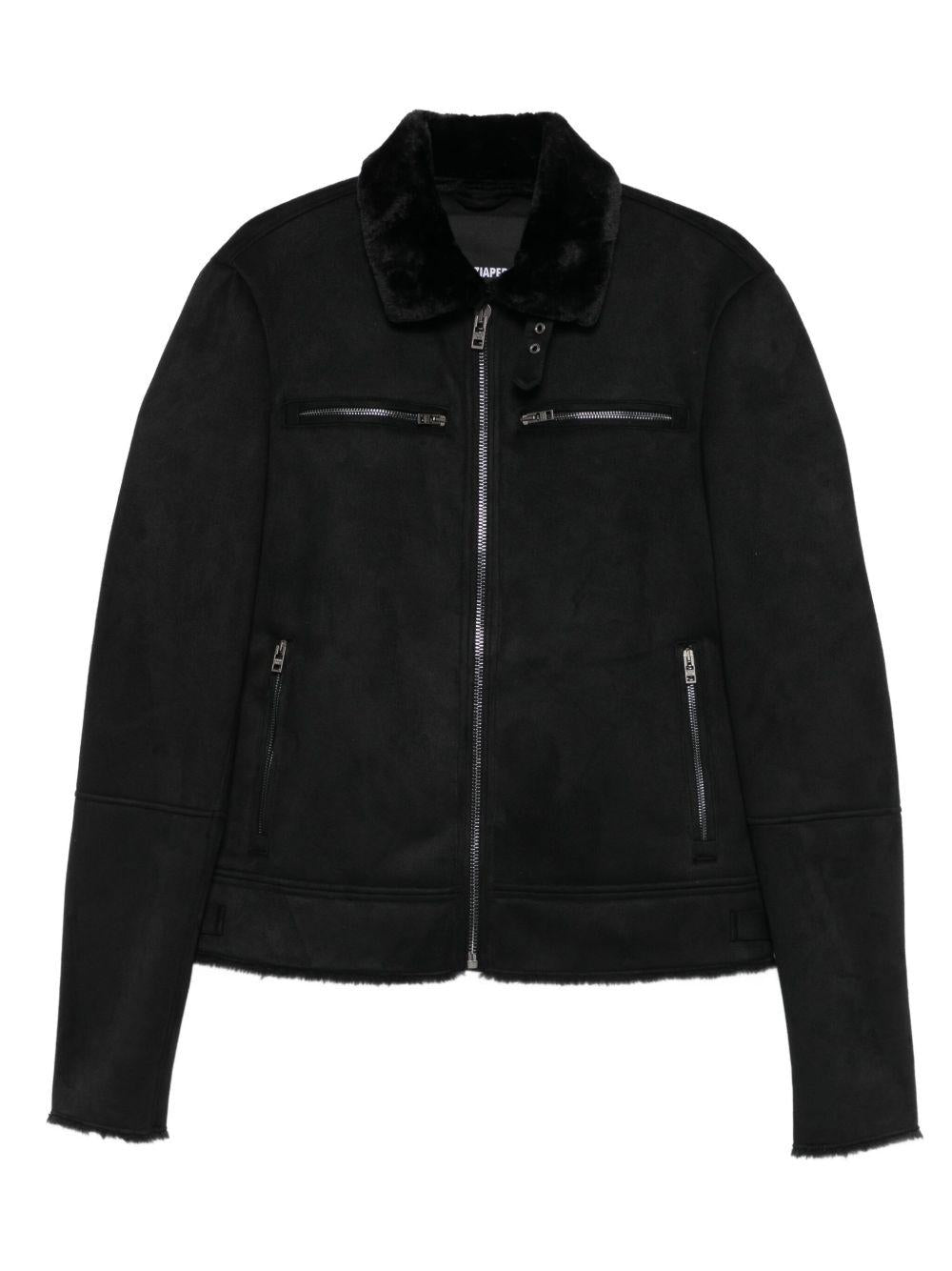 Giacca biker nera con chiusura frontale con zip 5O0025E018 K102 PATRIZIA PEPE