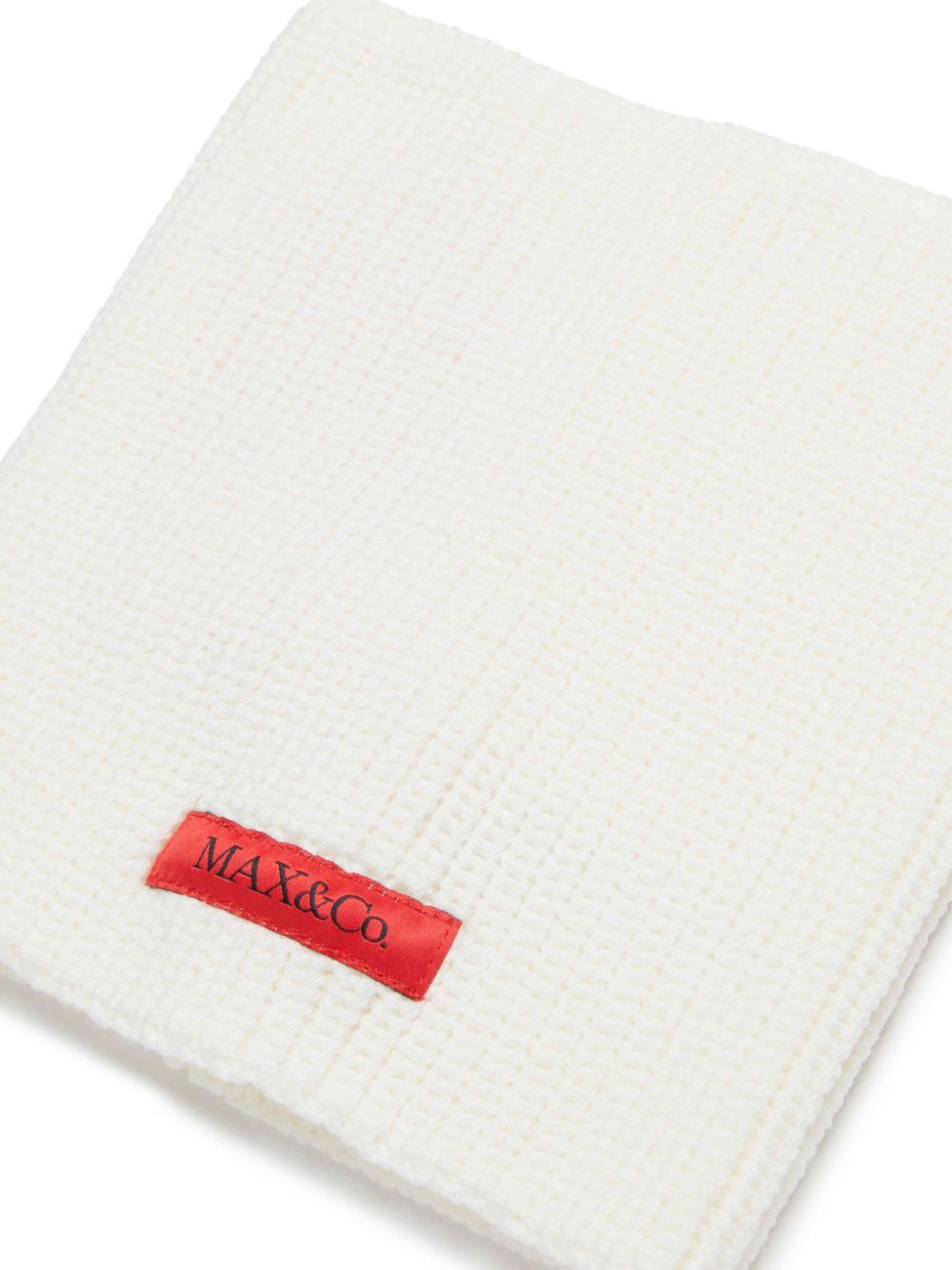 Sciarpa bianca in maglia etichetta logo