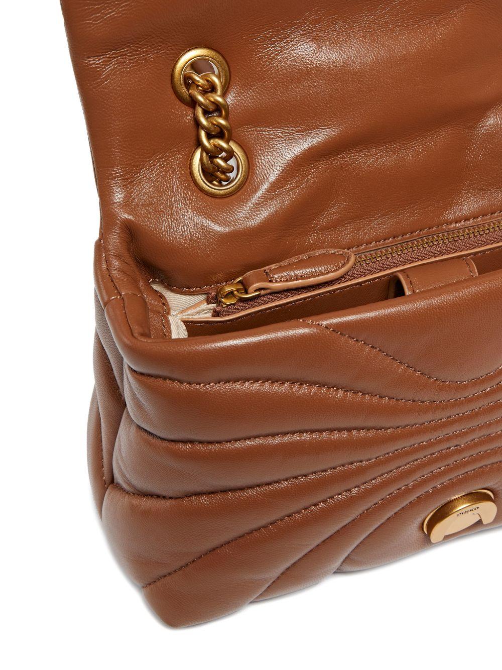 Borsa a tracolla cognac con catena dorata 100039A1EX L17Q PINKO