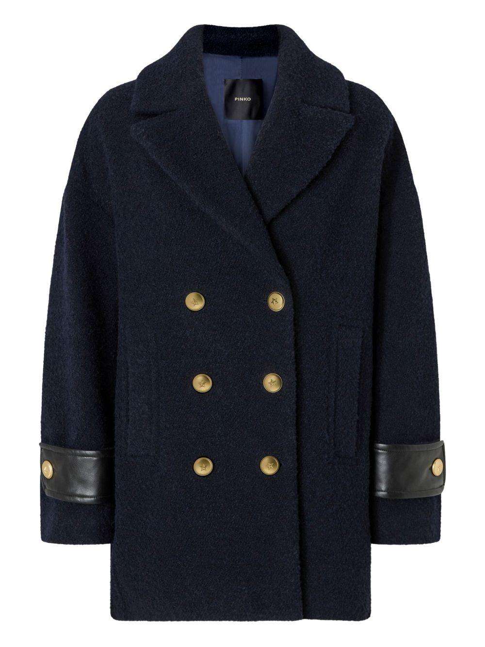 Cappotto doppiopetto con dettagli dorati 105559A2SH G02 PINKO