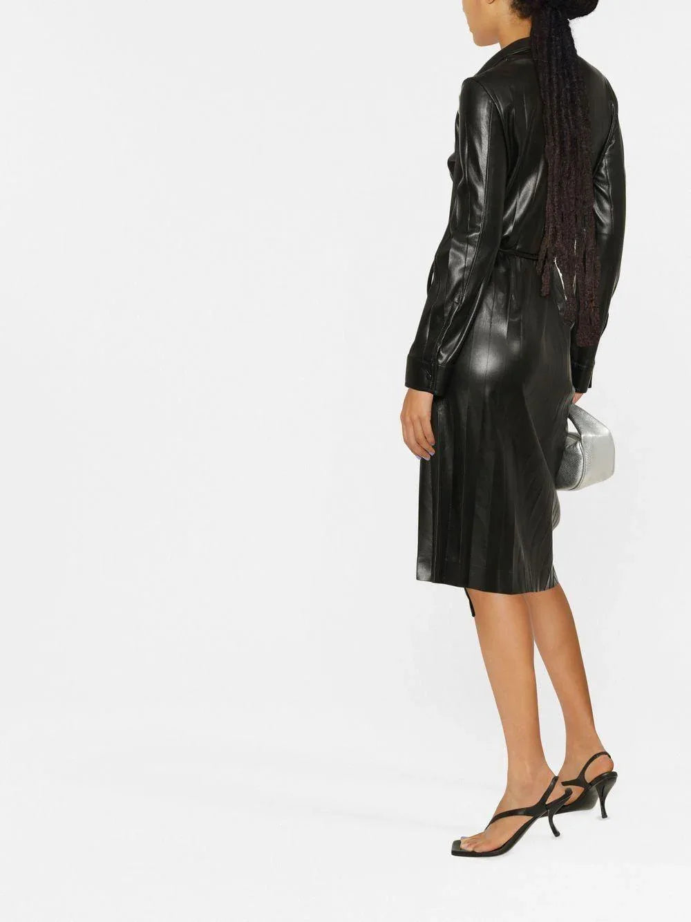 Abito nero spalmato plissè - Preludio Moda