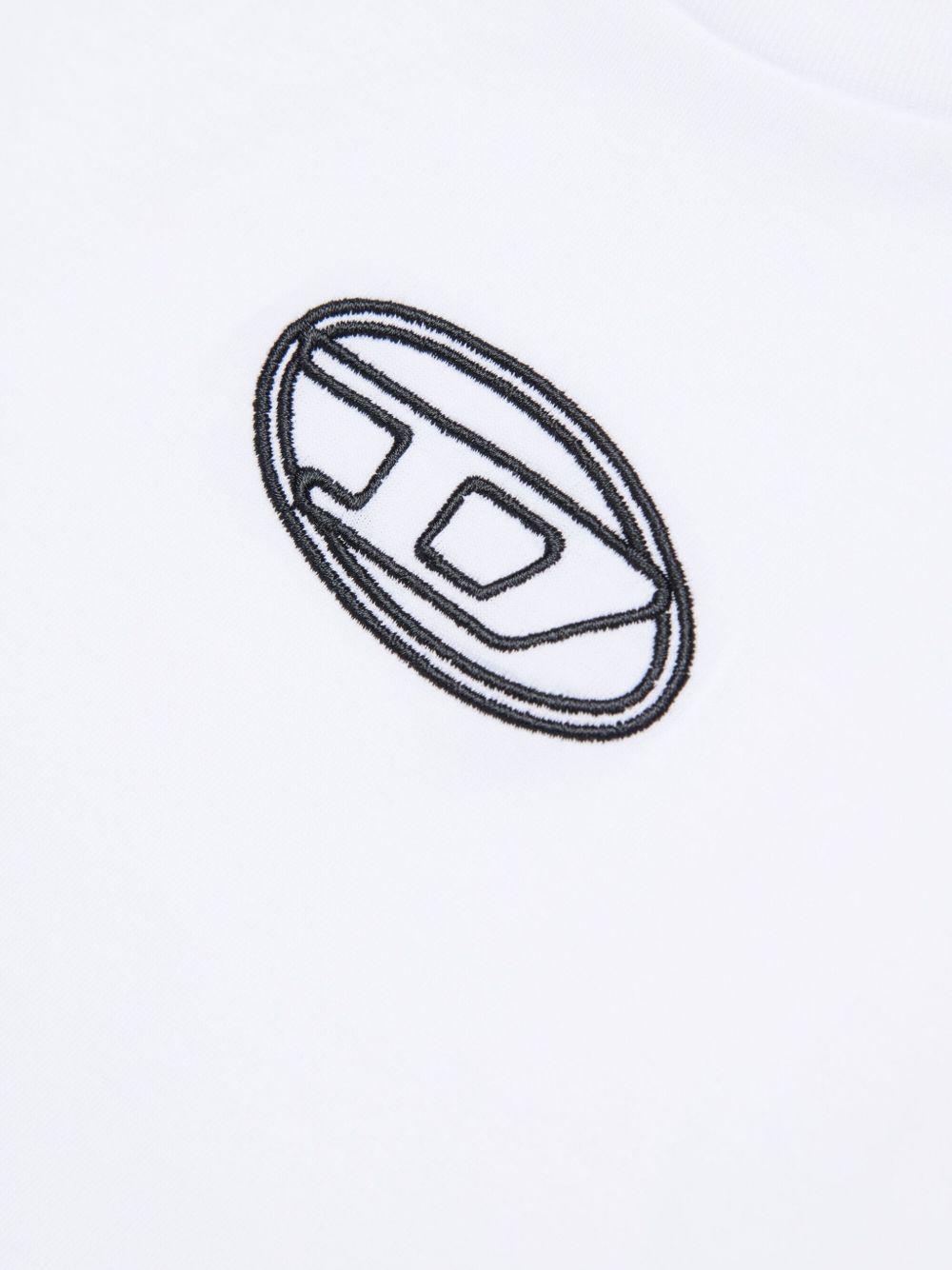 T-shirt Bianca con Logo Ricamato J0242800YI9 K100 DIESEL KIDS