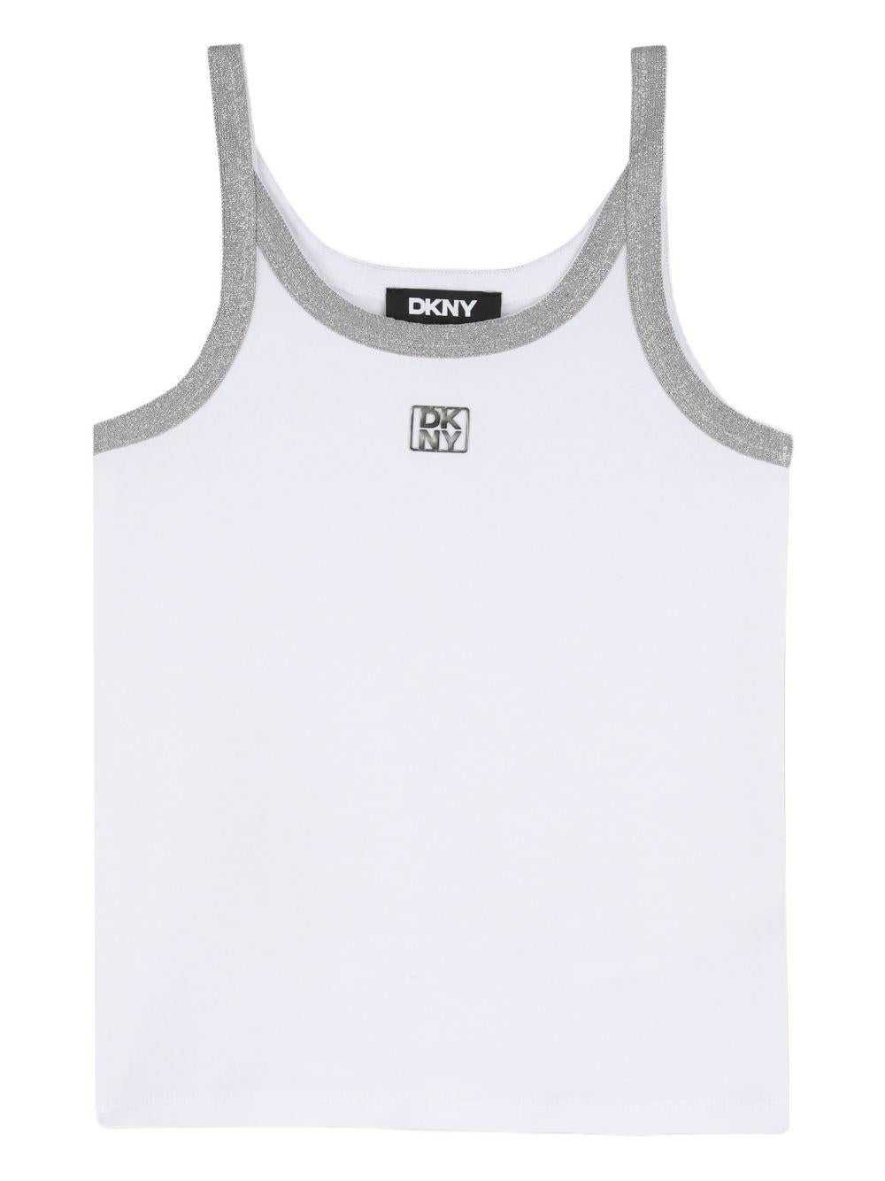 Canotta in cotone organico scollo squadrato D62613 10P DKNY KIDS