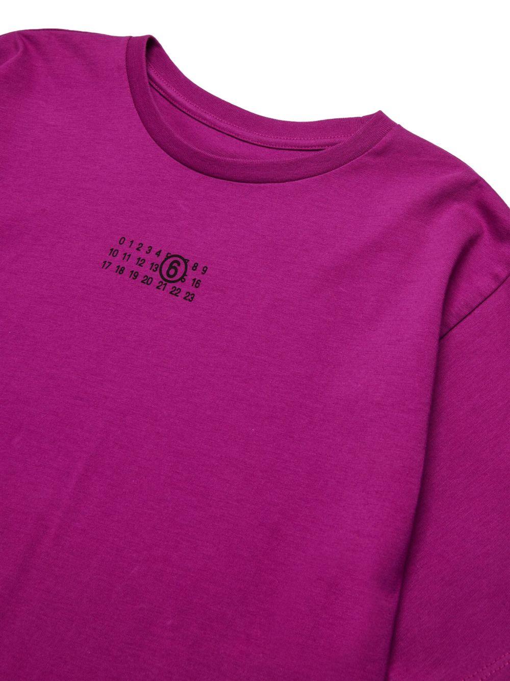 T-shirt ciclamino con logo numerico e singolo punto di cucitura M60908MM04I M6602 MM6 MAISON MARGIELA KIDS