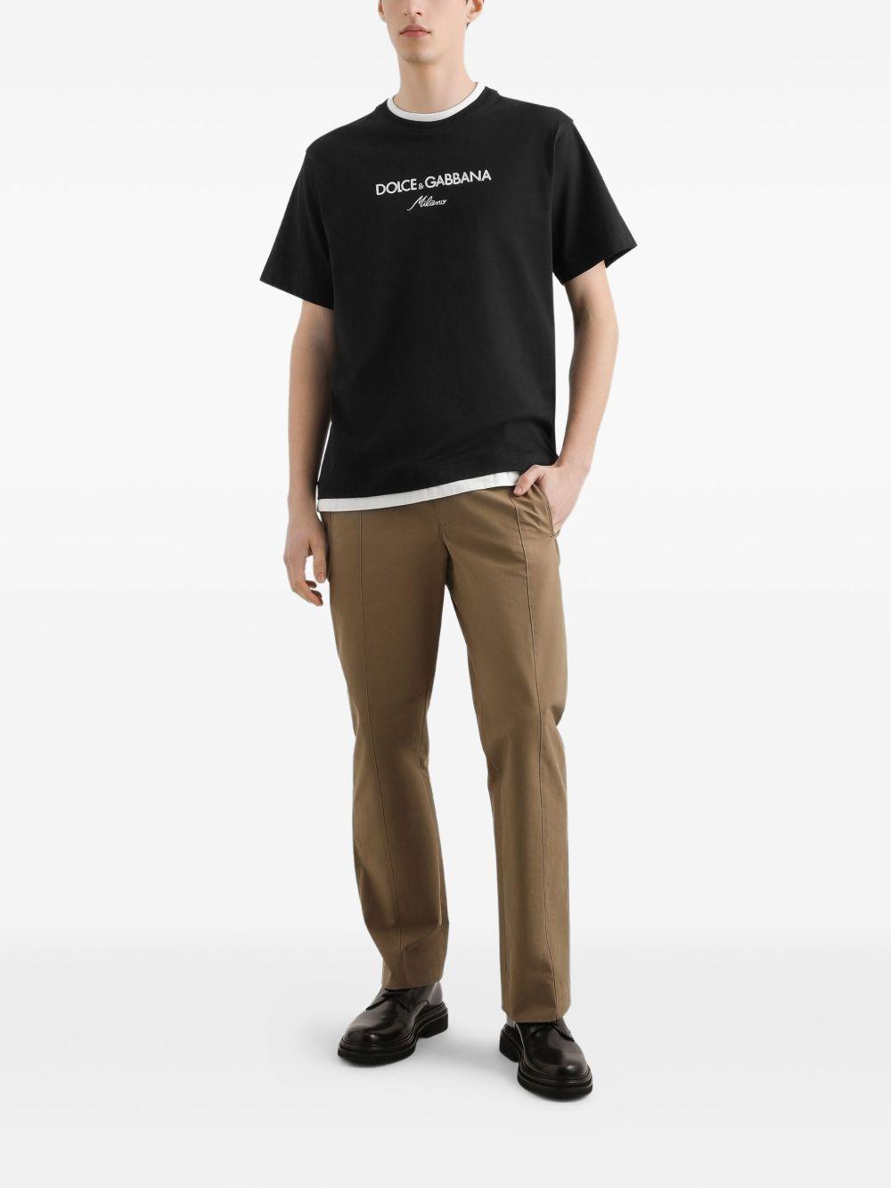 T-shirt in cotone girocollo con ricamo G8ST6ZG7PCG N0000 DOLCE&GABBANA