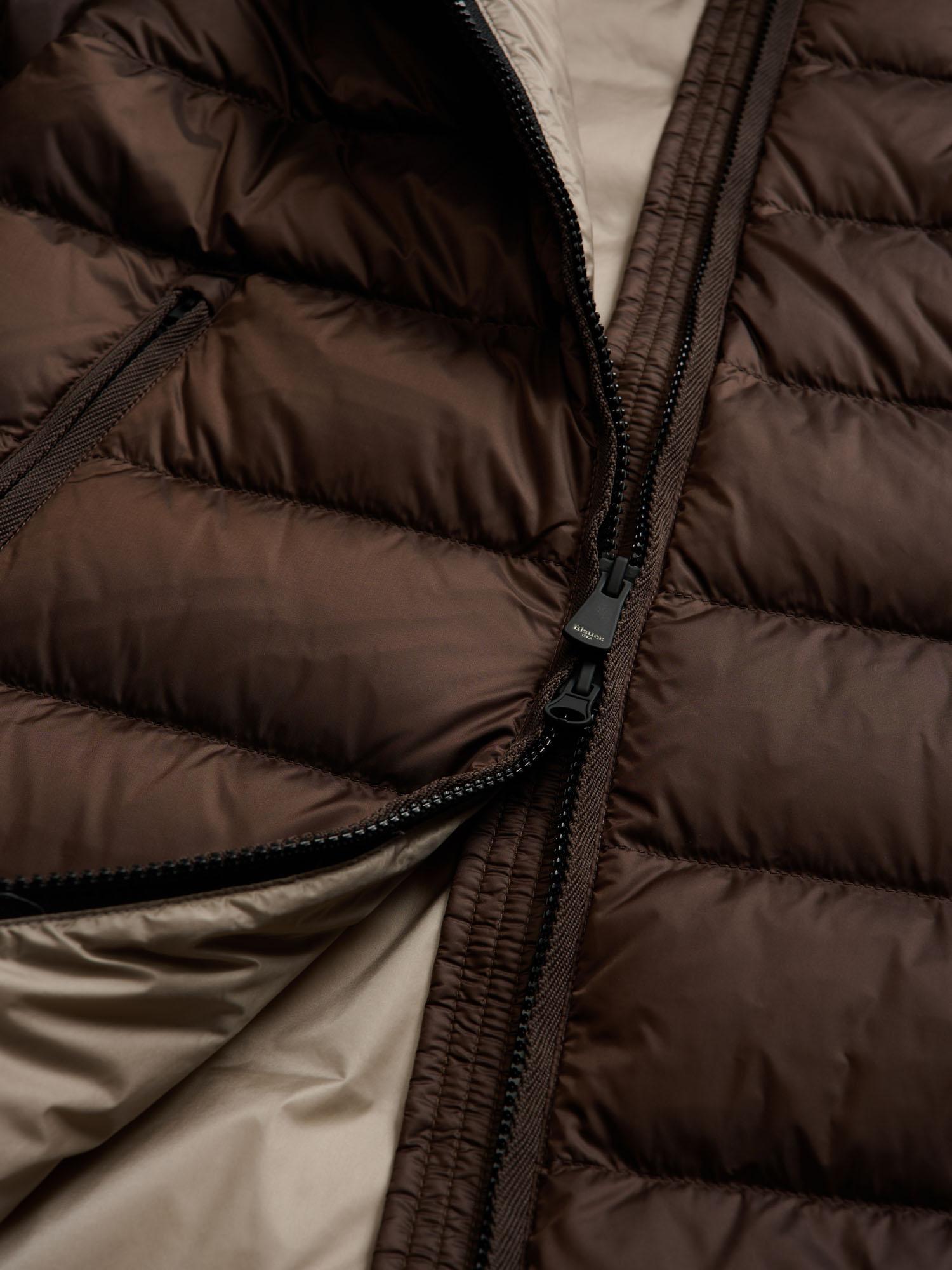 Giacca trapuntata Castagna e beige con dettagli in pelliccia sintetica 25WBLDK03103006047 365EI BLAUER