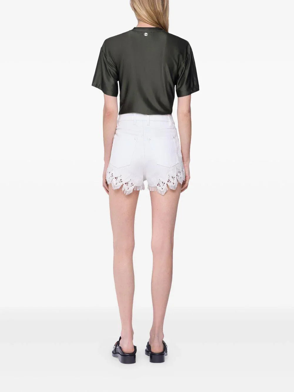 T-shirt crop kaki con dettaglio anello - Preludio Moda