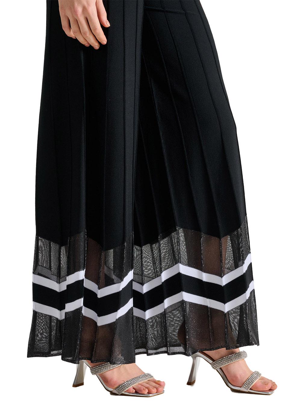 Pantalone nero a gamba ampia orlo chevron