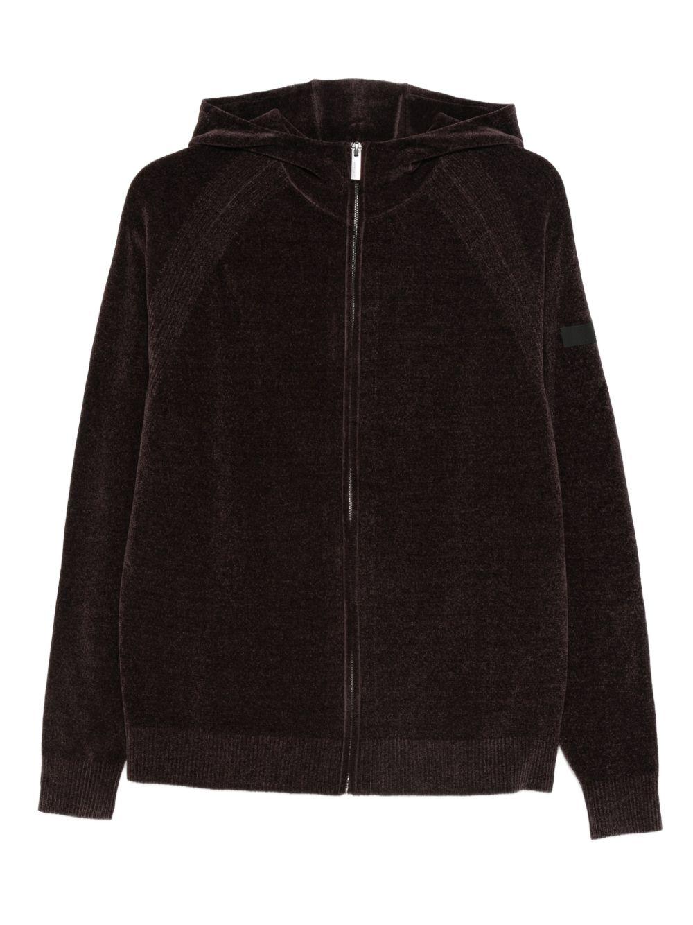 Maglione bordeaux con zip e cappuccio W25136 73 RRD
