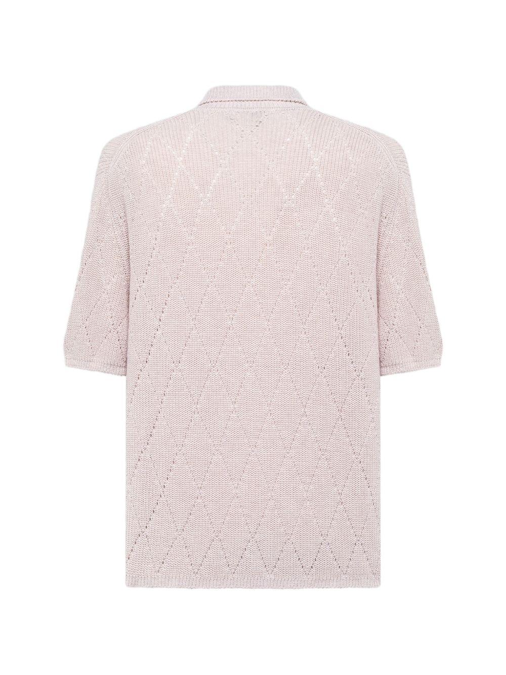 Camicia a maniche corte in maglia con lavorazione traforata S6LAMAKS105 015 LANEUS
