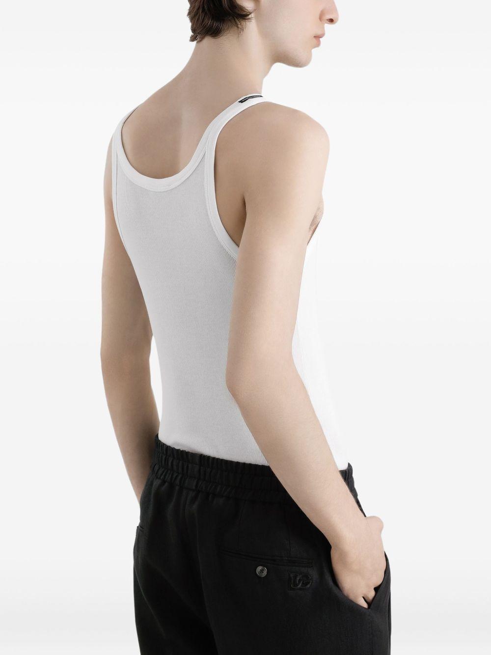 Canotta Dolce & Gabbana in Cotone Bianco con Logo Ricamato G8PA8ZG7PGP W0800 DOLCE&GABBANA