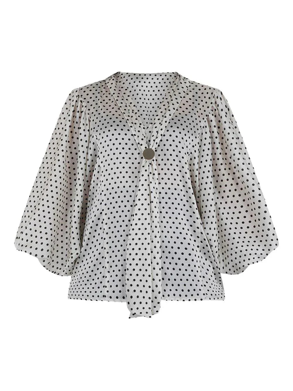 Blusa panna con fantasia pois all-over - Preludio Moda