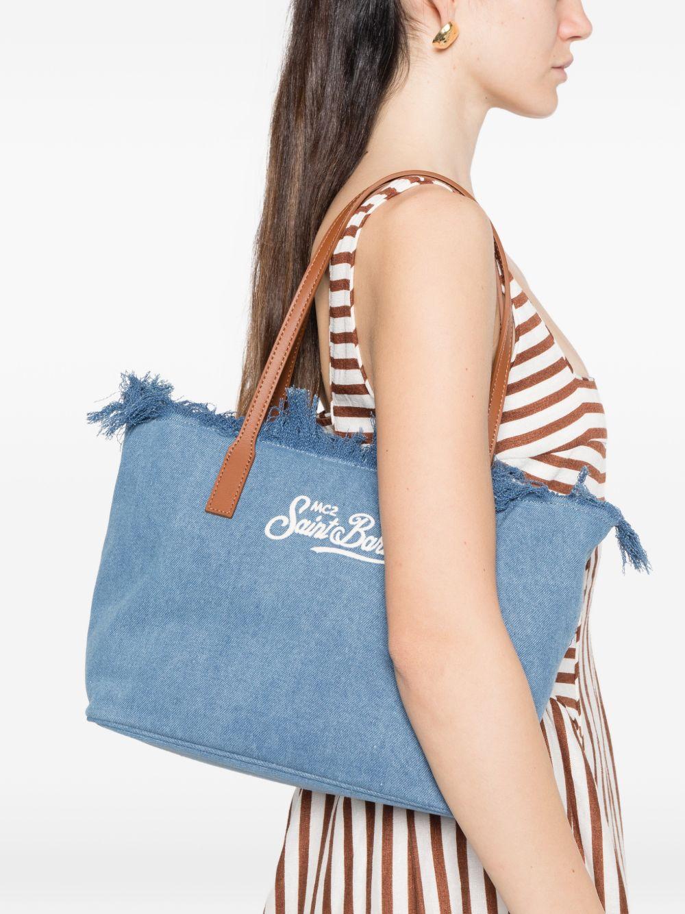 Borsa tote in denim con bordi sfrangiati CBMF001 00436L MC2 SAINT BARTH