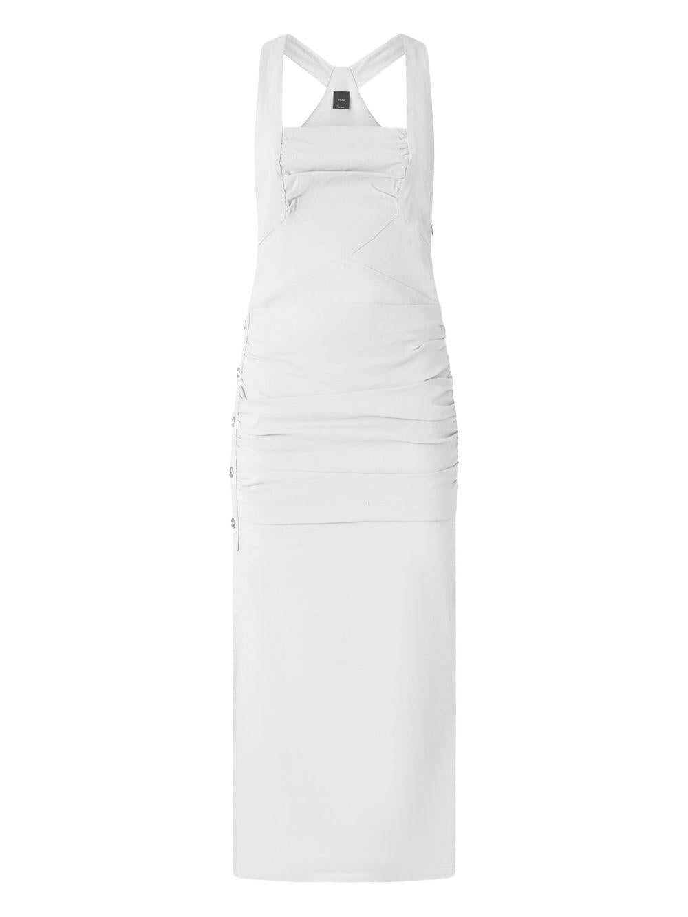 Vestito a canotta in lino con bottoni bianco 104827A0IM Z07 PINKO