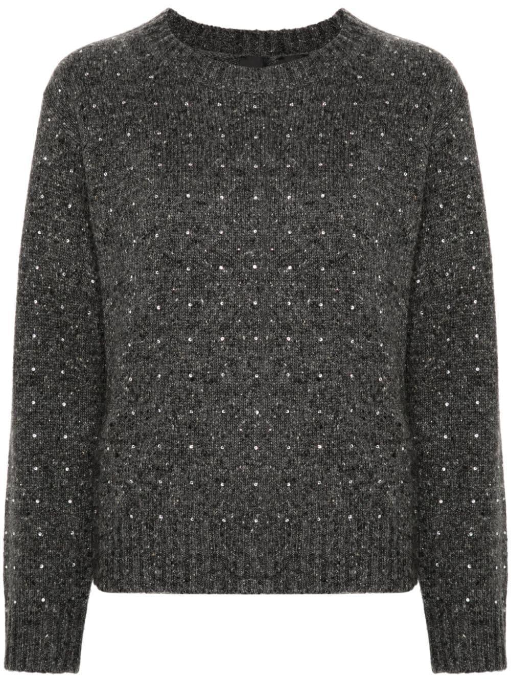 Maglione grigio con mini strass - Preludio Moda